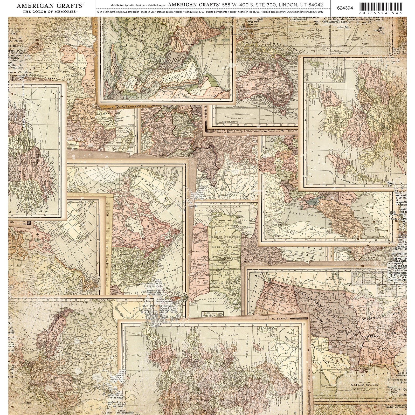 American Crafts Single-Sided 12x12" Patterned Cardstock - 25 sheets, Available in Multiple Designs