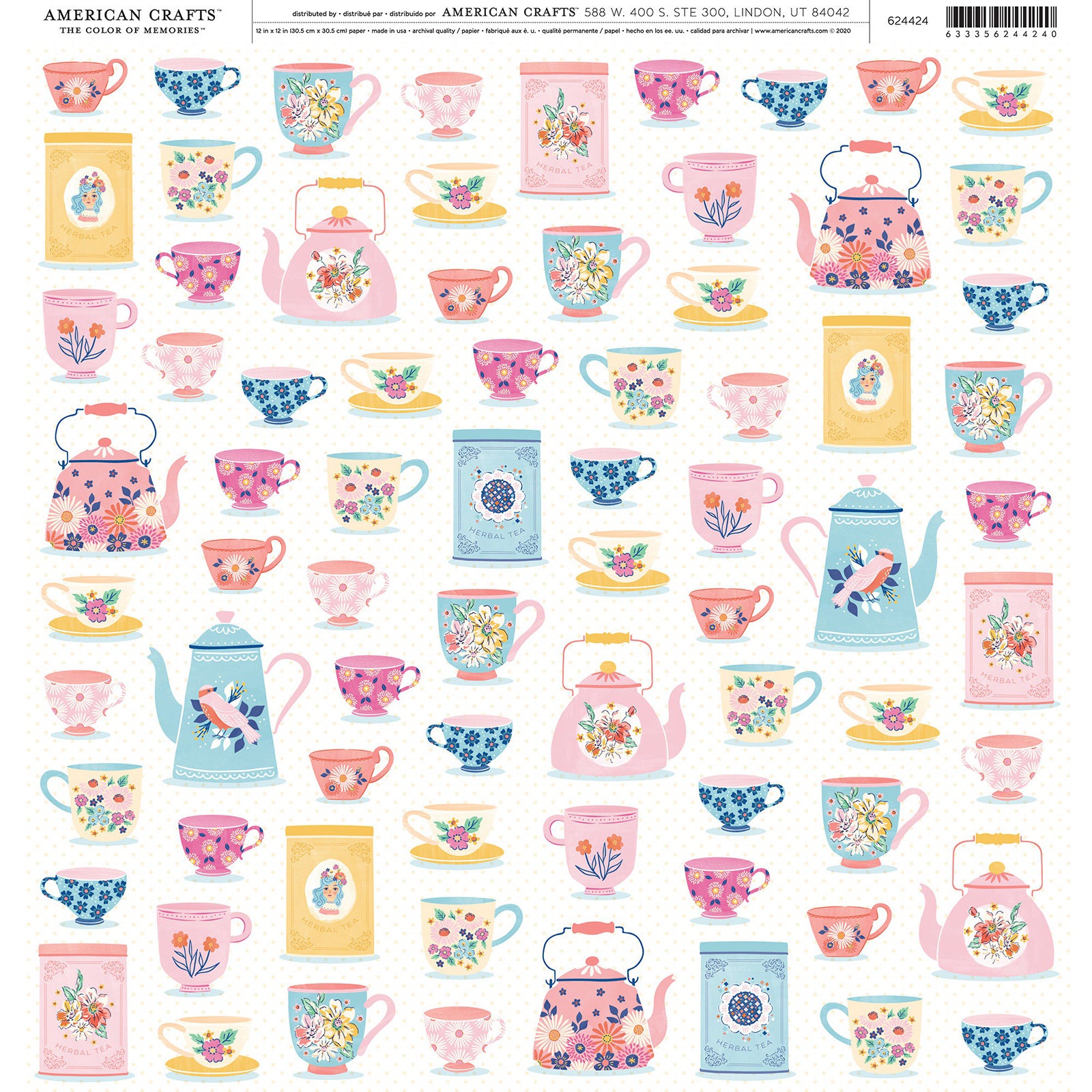 American Crafts Single-Sided 12x12" Patterned Cardstock - 25 sheets, Available in Multiple Designs