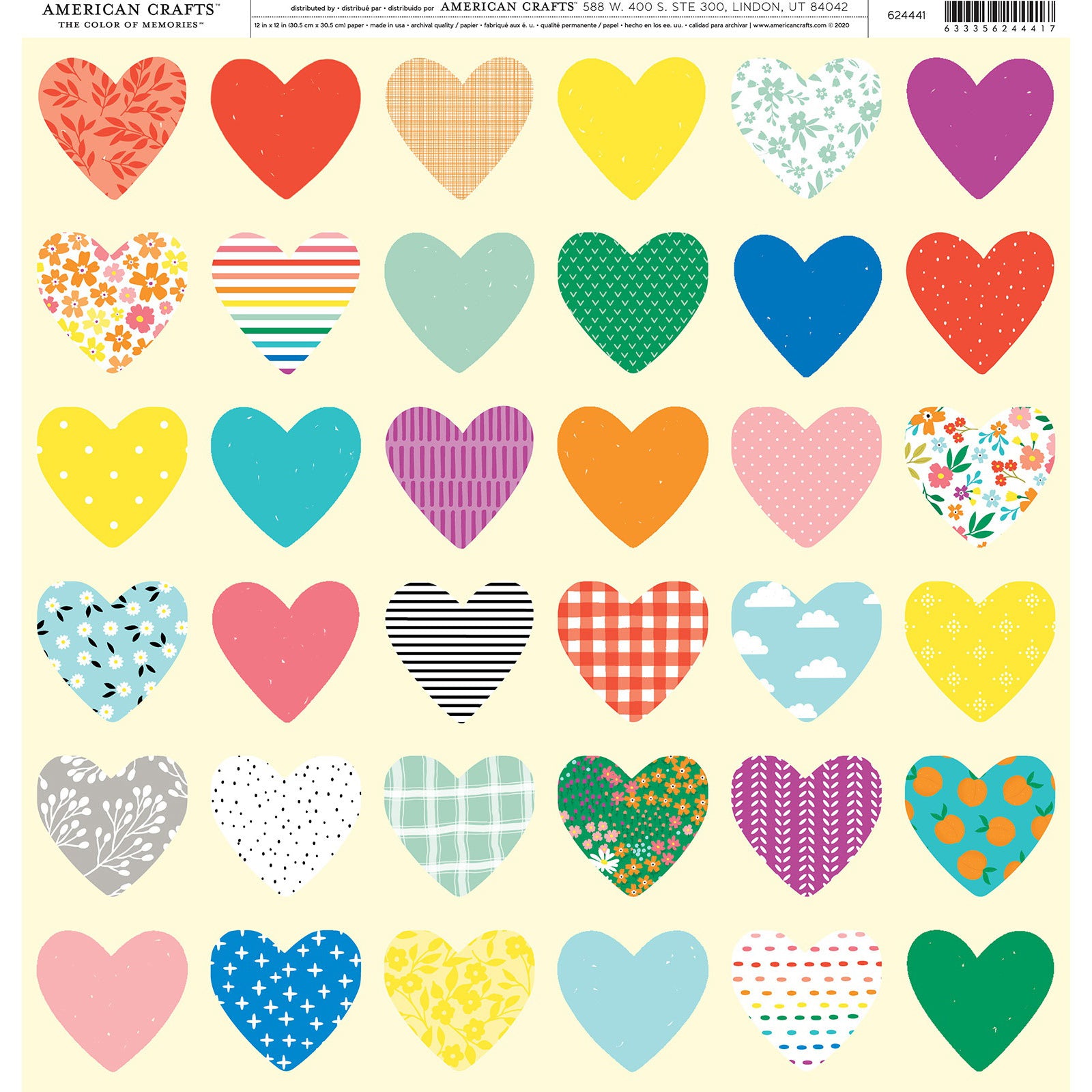American Crafts Single-Sided 12x12" Patterned Cardstock - 25 sheets, Available in Multiple Designs