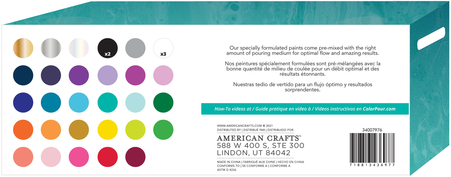 American Crafts Color Pour Pre-Mixed Paint Kit 32/Pkg