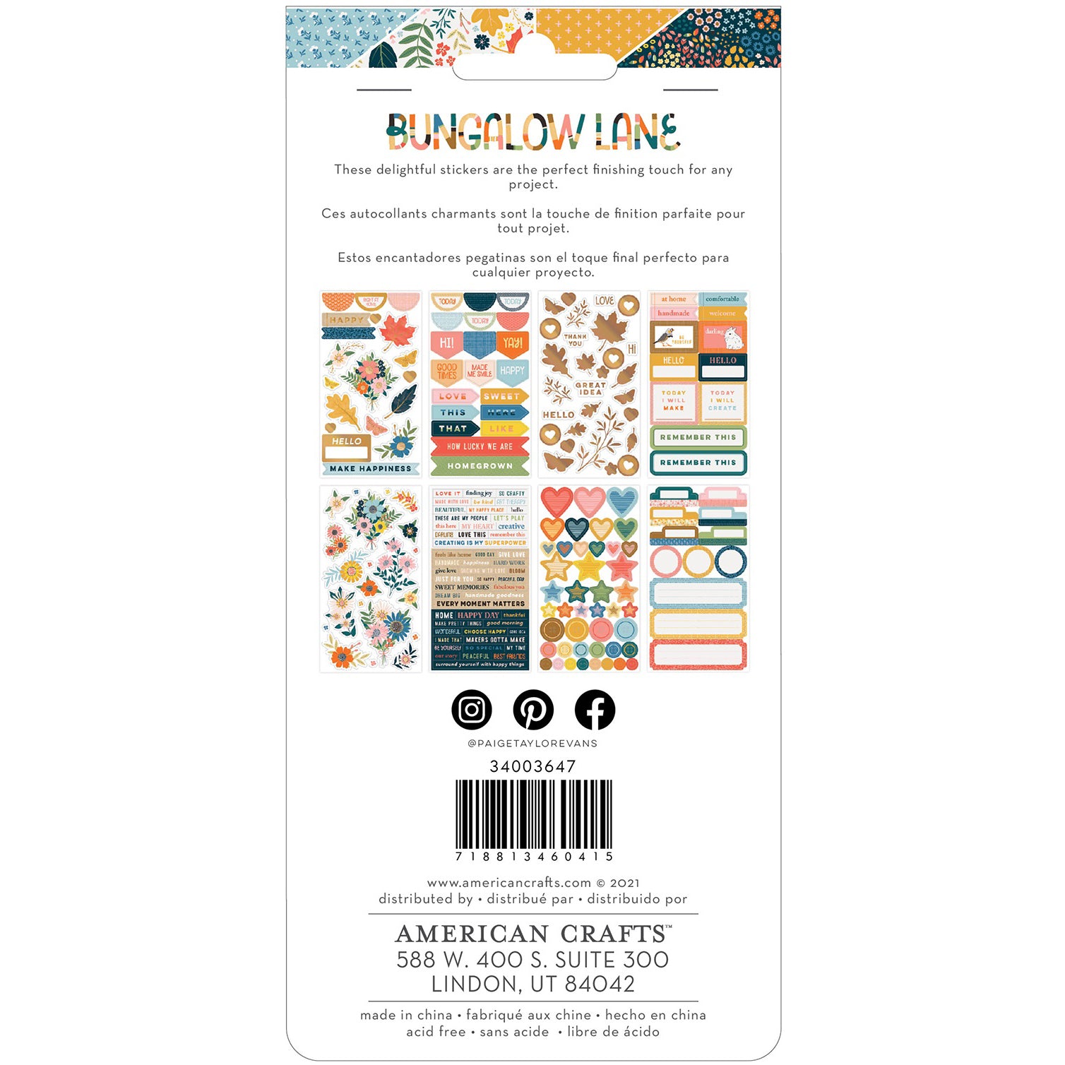 Paige Evans Bungalow Lane Sticker Book