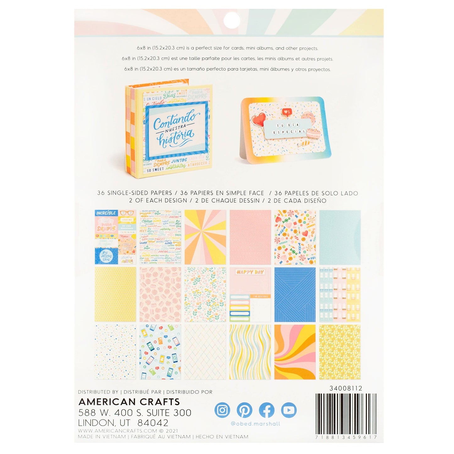 American Crafts Single-Sided Paper Pad 6"X8" 36/Pkg-Obed Marshall Fantastico