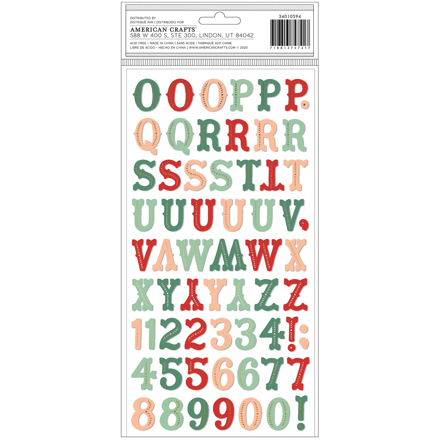 Thickers Busy Sidewalks Tinsel Town Alphabet Stickers - 125pcs