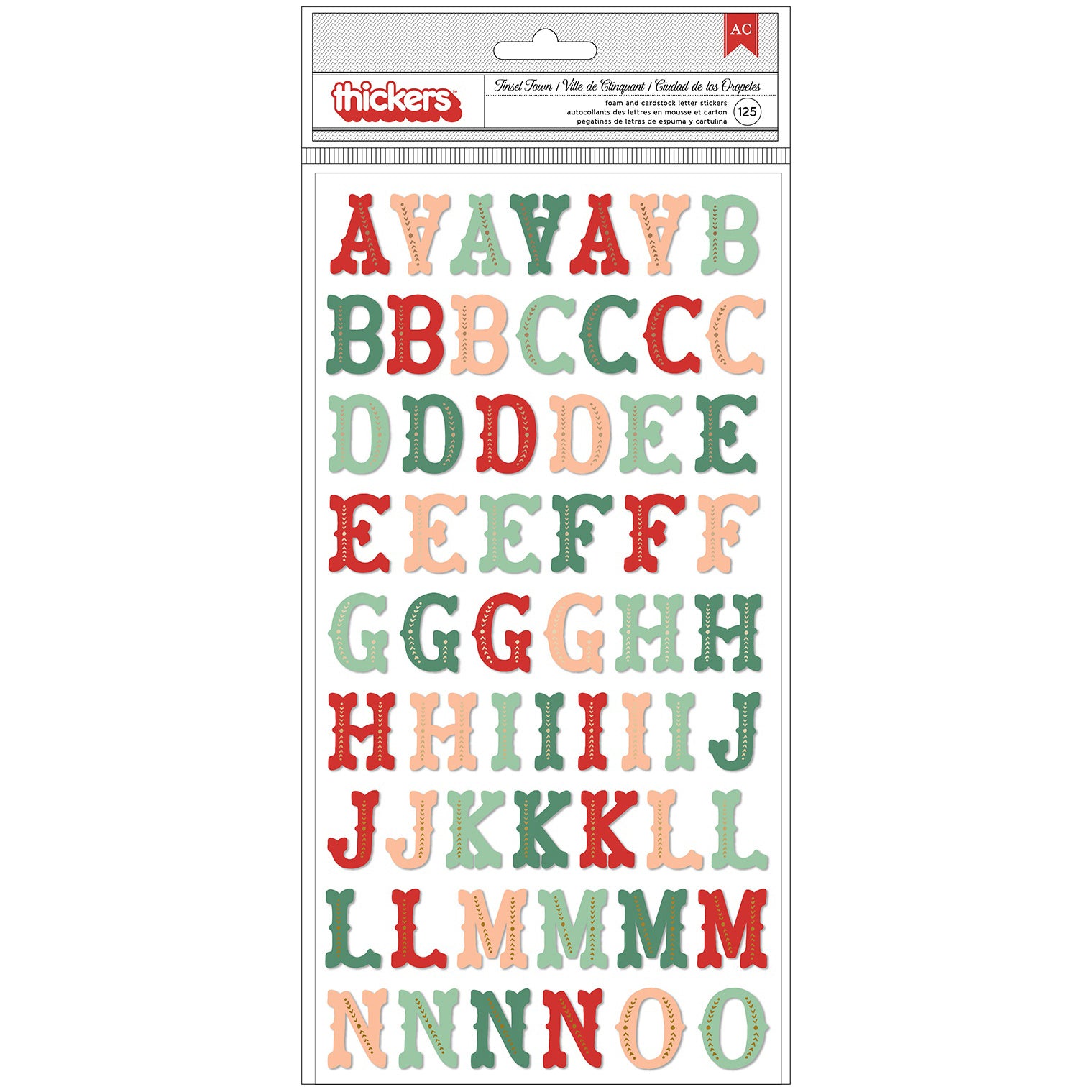 Thickers Busy Sidewalks Tinsel Town Alphabet Stickers - 125pcs