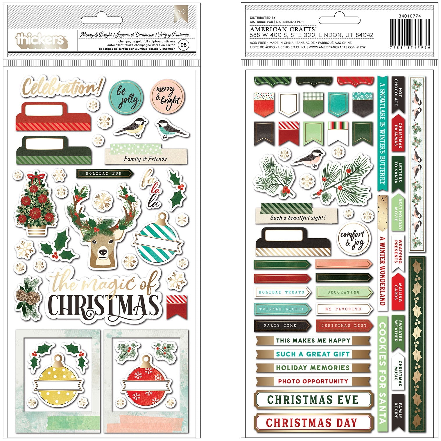 Vicki Boutin Merry & Bright Thickers Warm Stickers, 98pcs