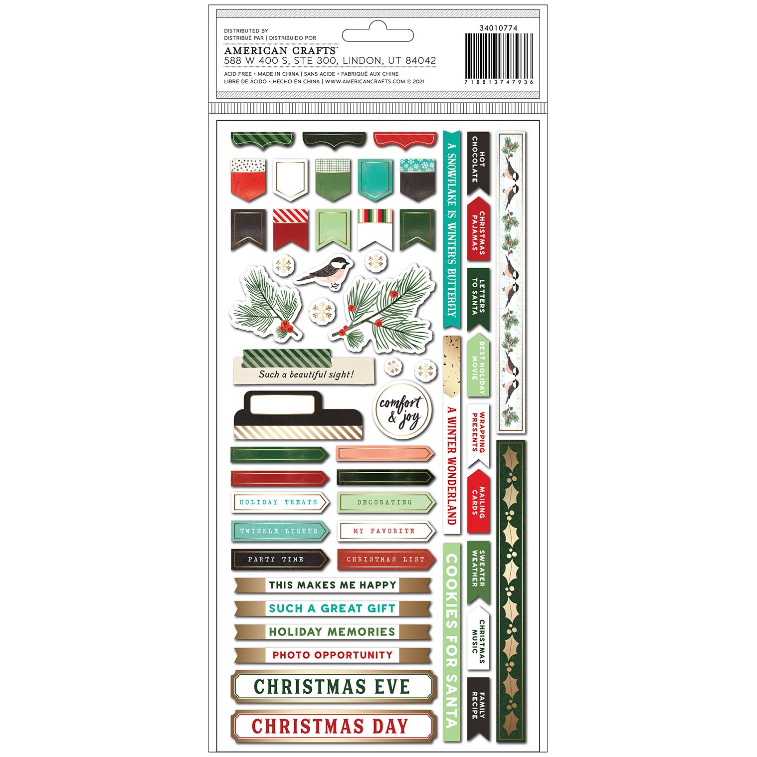 Vicki Boutin Merry & Bright Thickers Warm Stickers, 98pcs