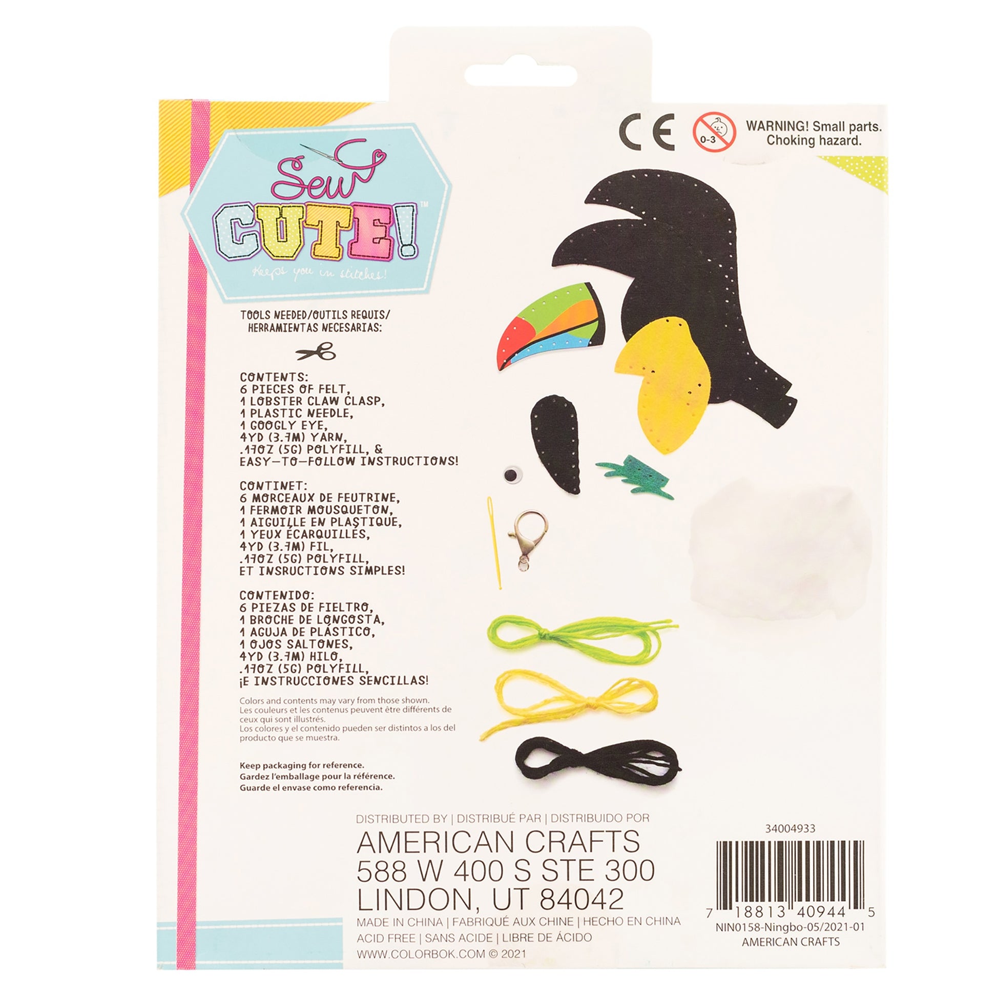 Sew Cute! Felt Toucan Keychain Kit