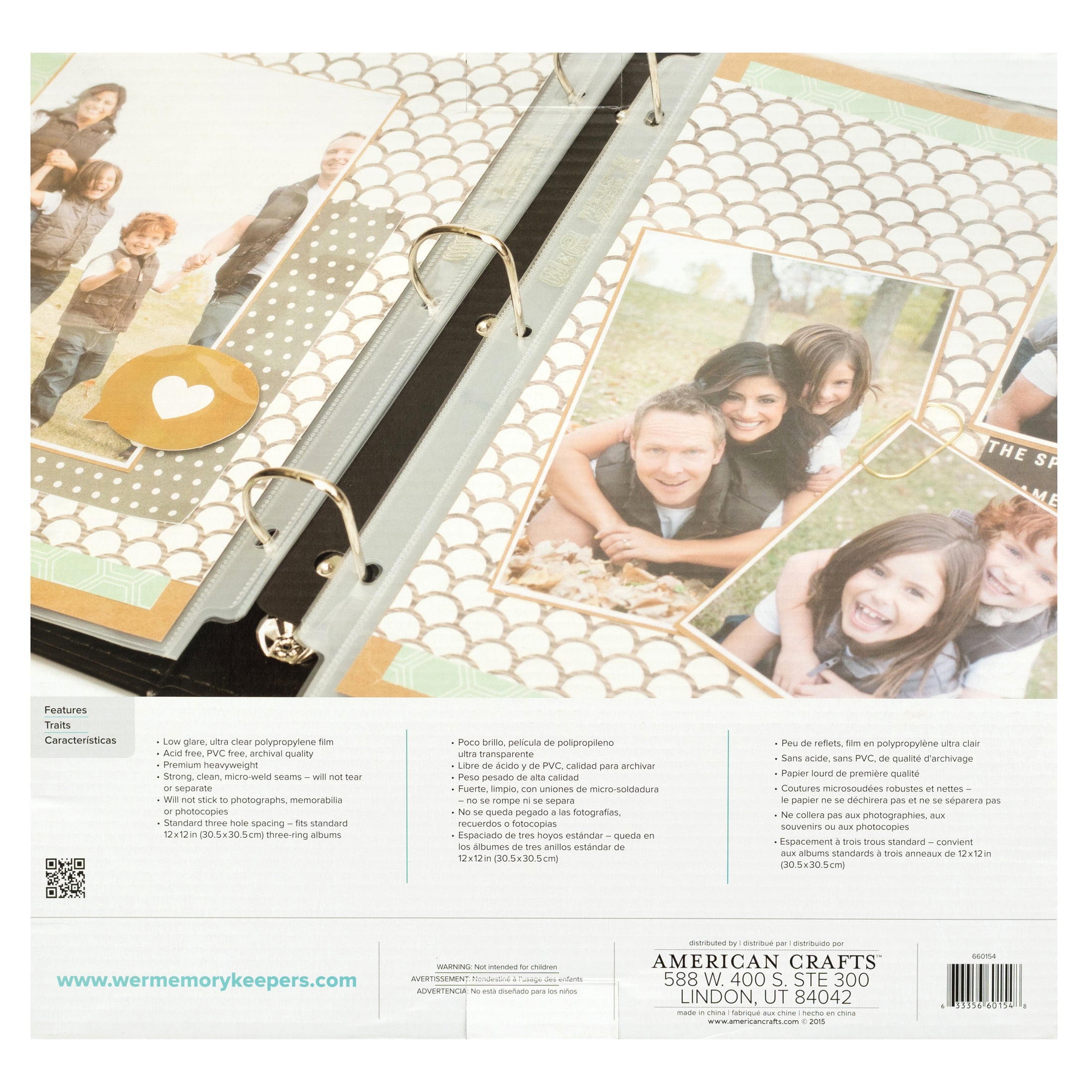 Back of packaging for We R Makers 12x12 Photo Sleeve Protectors with 4x6 Pockets