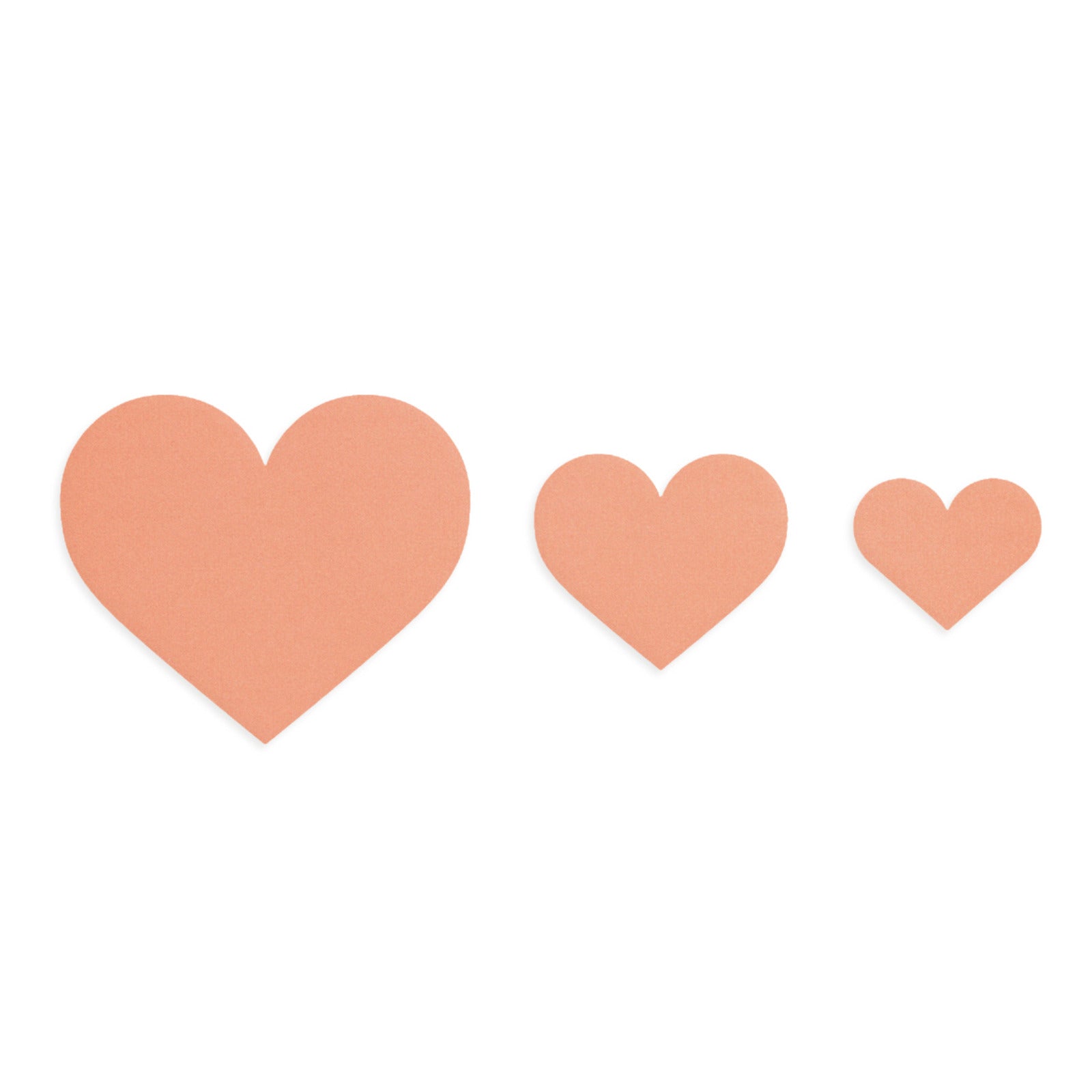 Three heart shaped sizes