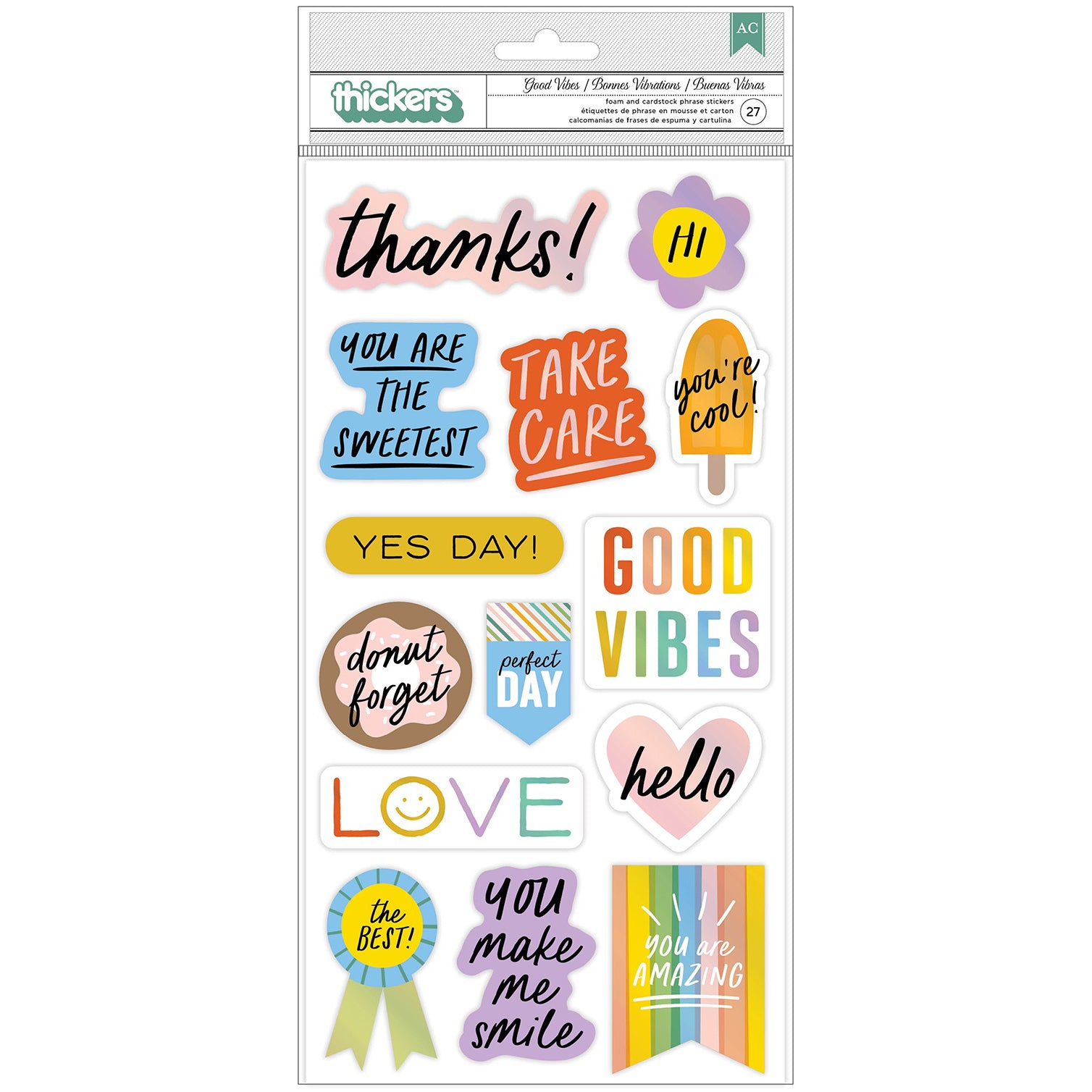Thickers Pebbles Kid At Heart Phrase Stickers - 27pcs