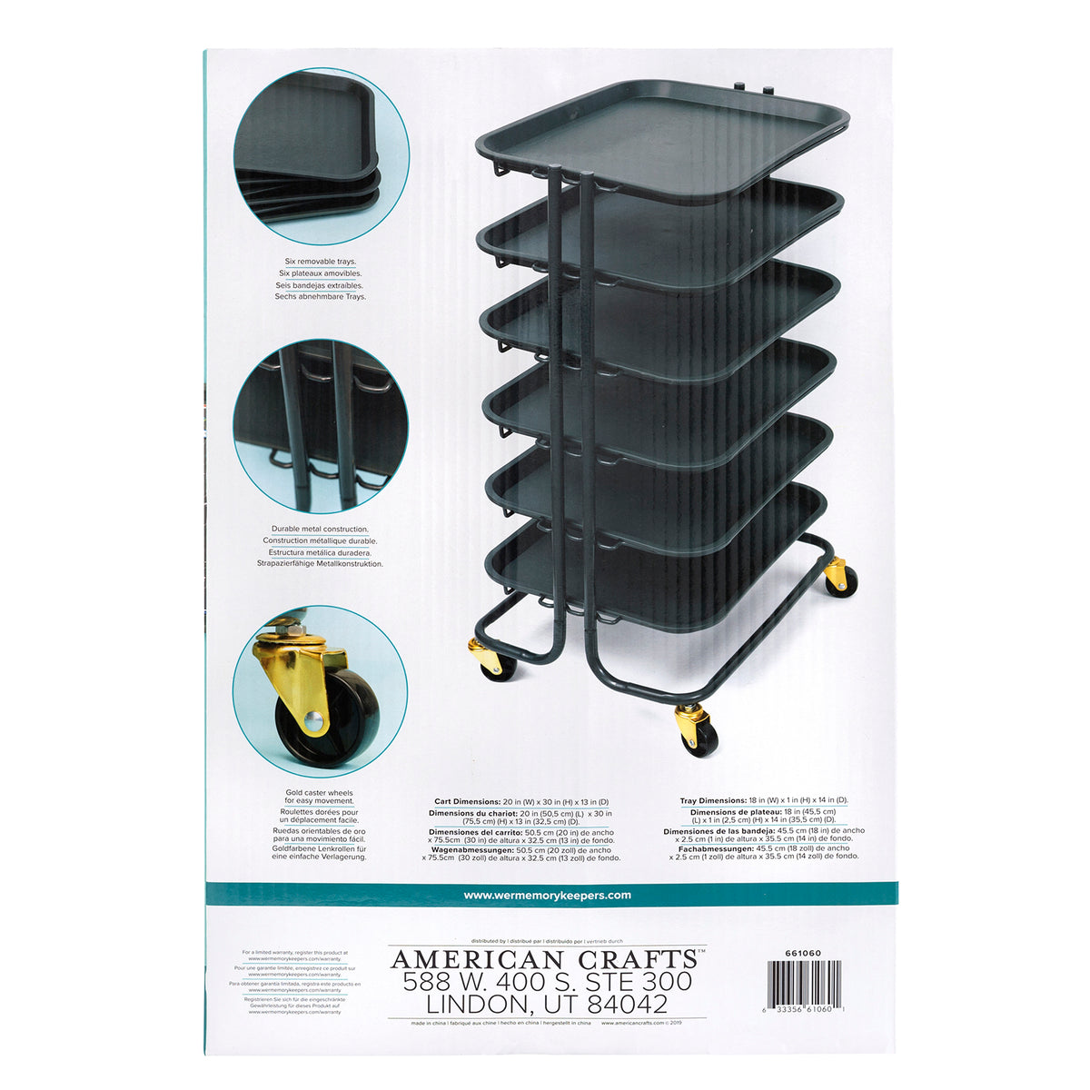 We R Memory Keepers A La Cart Chariot De Rangement Rose - Organisation Créative 53x35x67 Cm