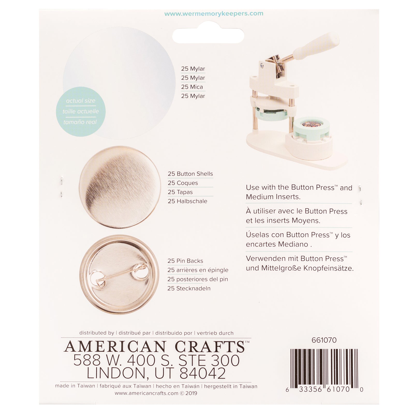 We R Makers Button Press Medium 37mm Button Pieces - 25 Pack