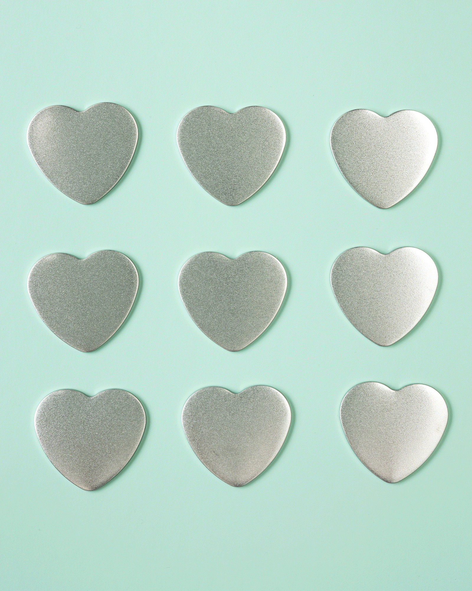 GIF of an assortment of heart-shaped buttons