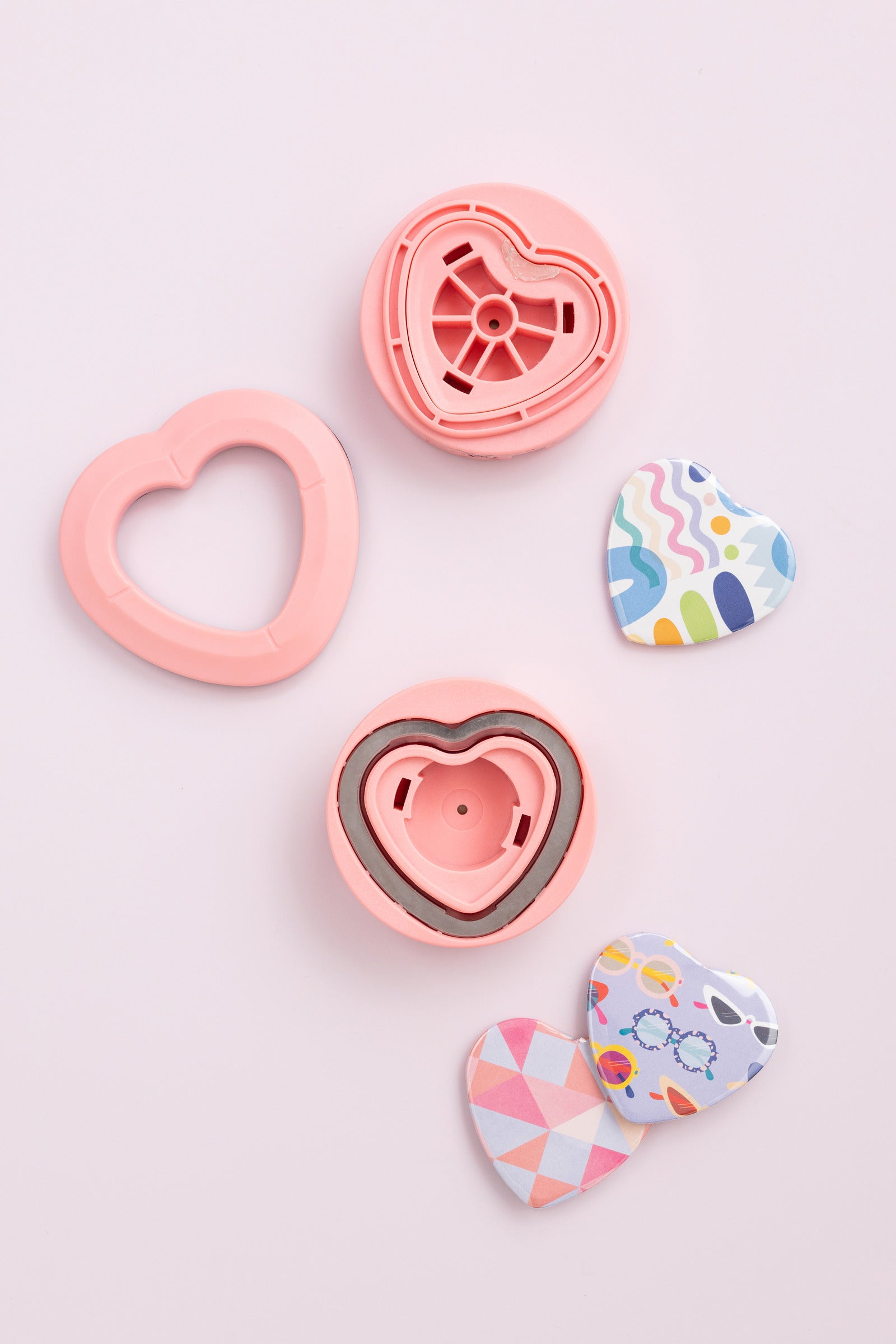 Livestyle images of We R Makers Heart Button Press Insert with heart shaped buttons