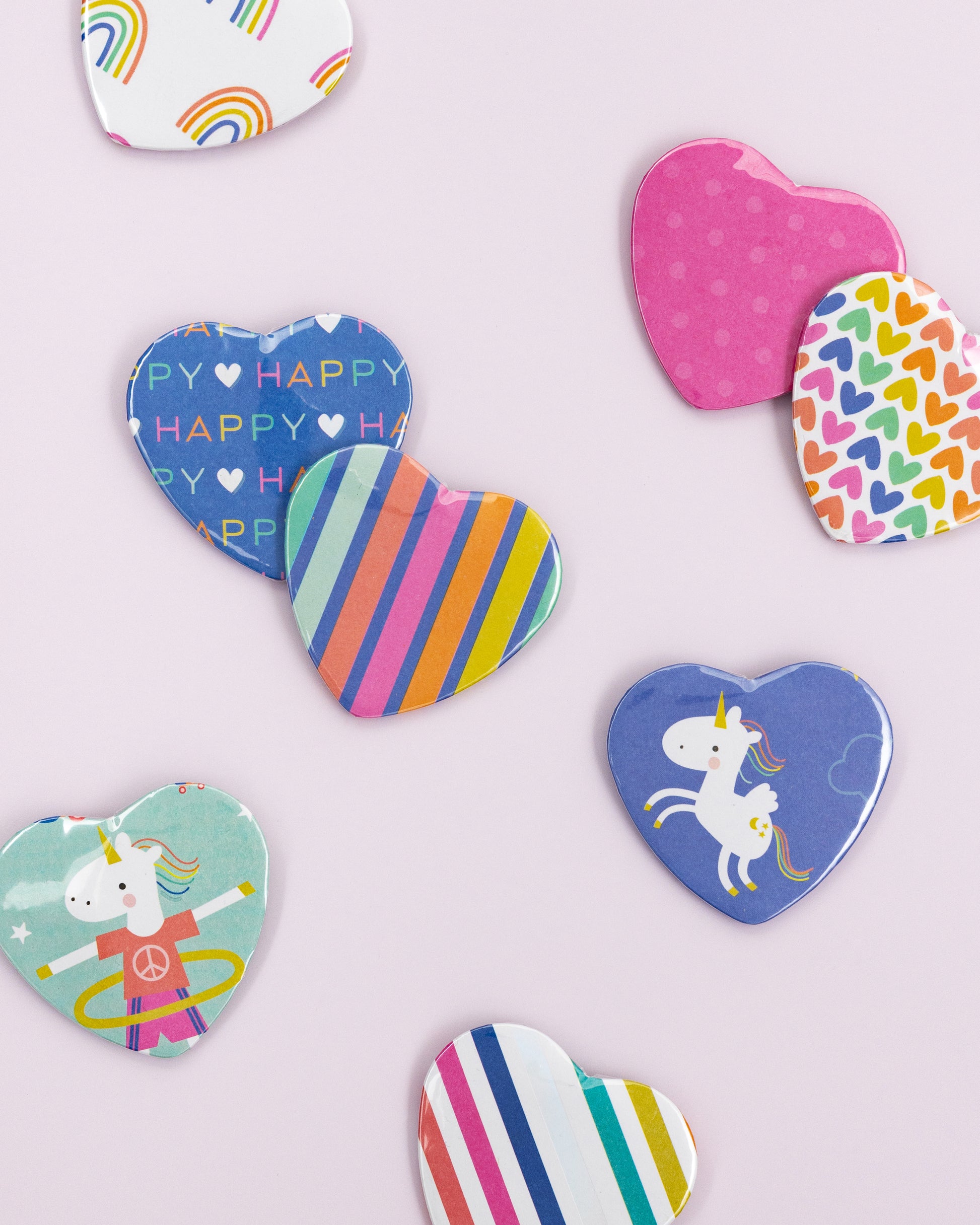 An assortment of heart shaped buttons