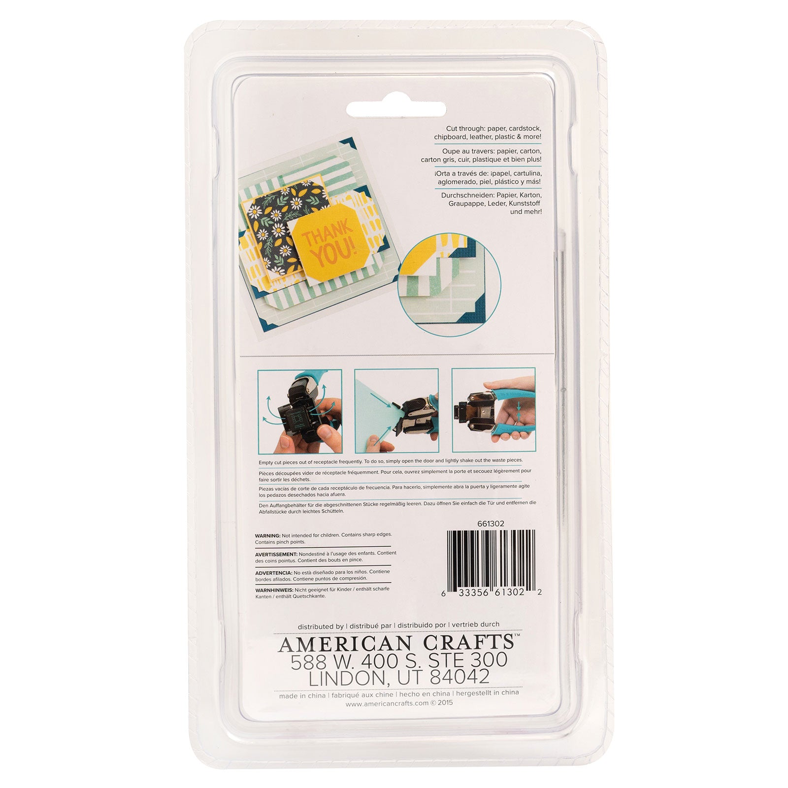 Back of packaging for We R Makers Crop-A-Dile Angle & Photo Corner Chomper Punch