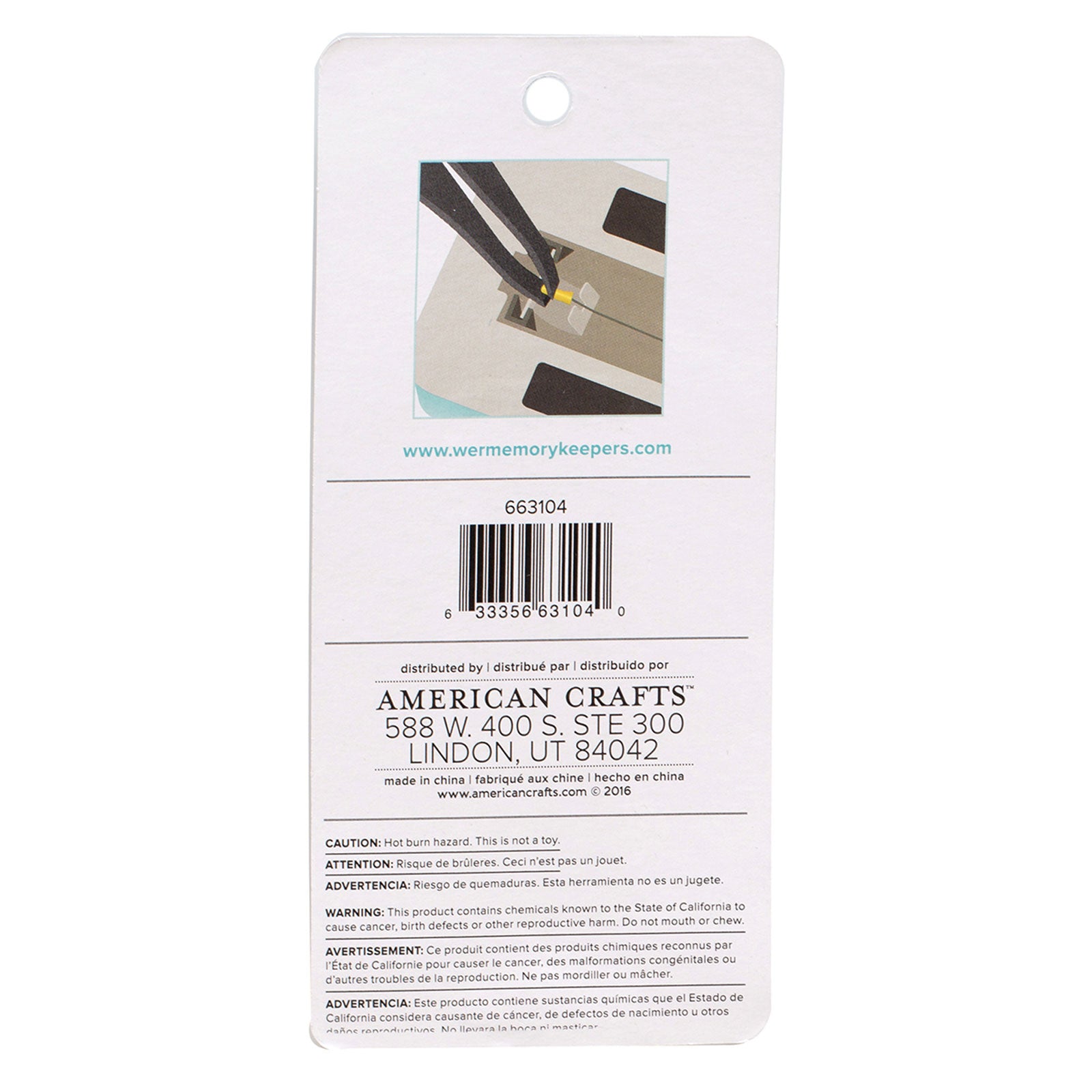 Back of packaging for We R Makers Ribbon Cutter Replacement Wires - 2 Pack