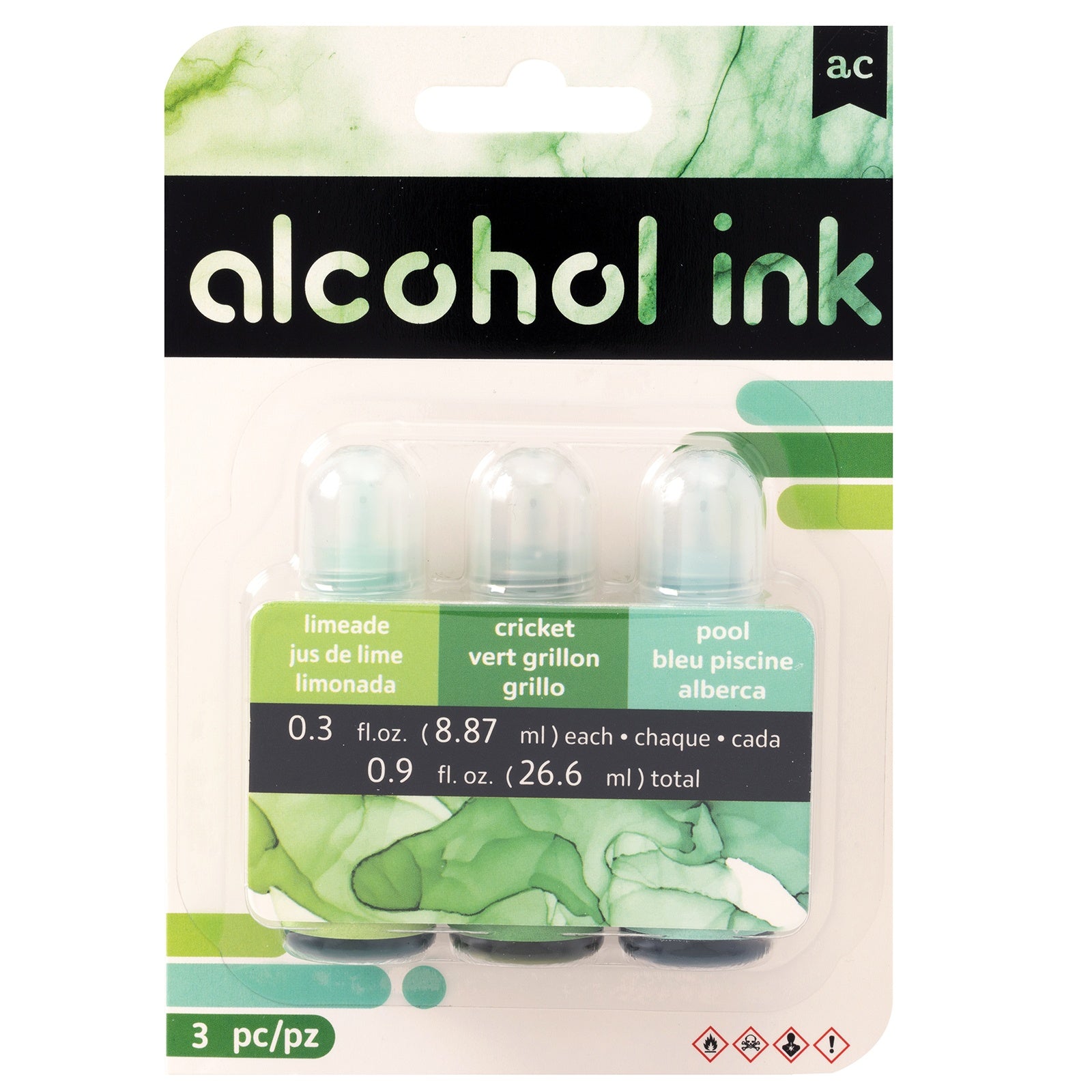 American Crafts Alcohol Ink 0.3oz 3/Pkg-Limeade