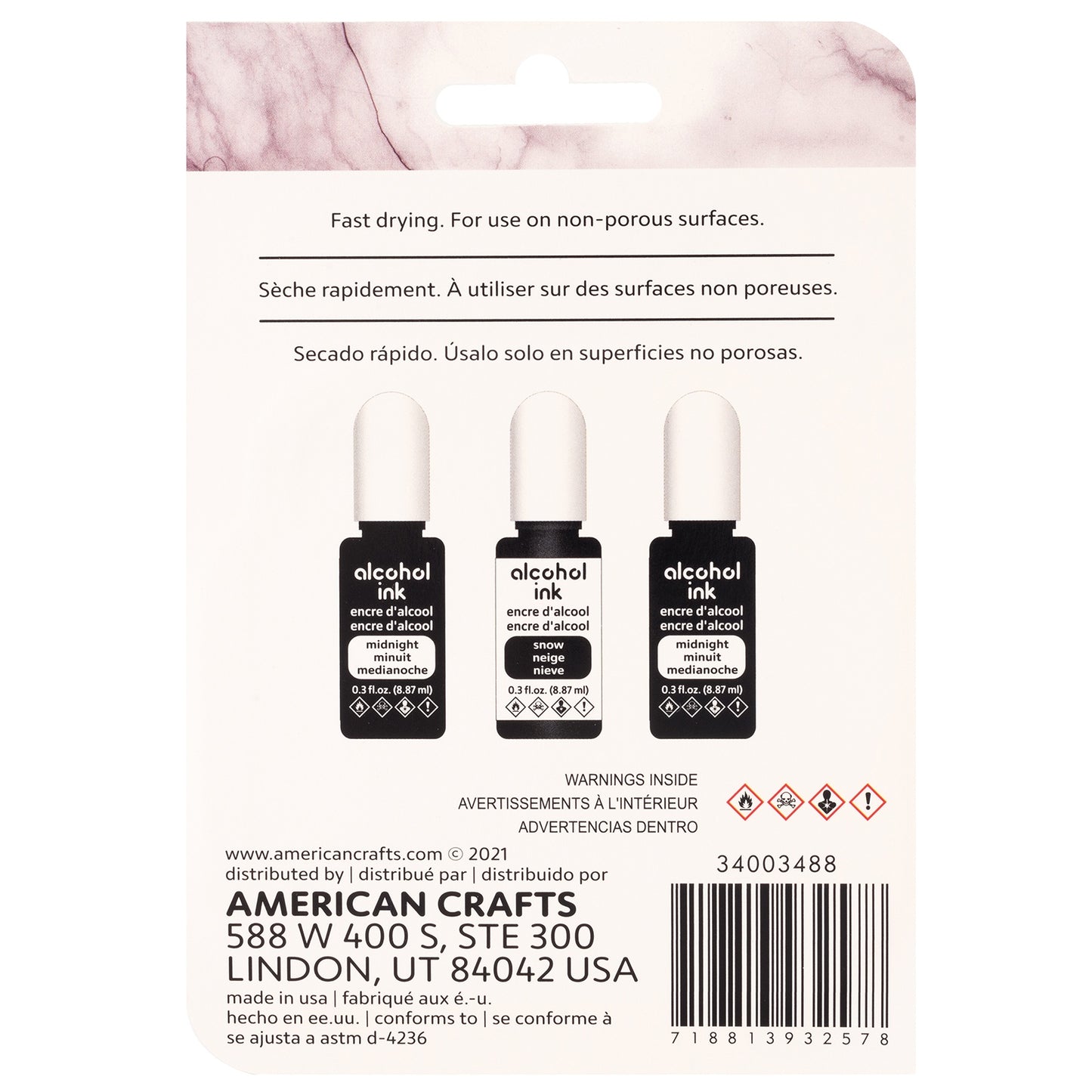 American Crafts Alcohol Ink 0.3oz 3/Pkg-Midnight