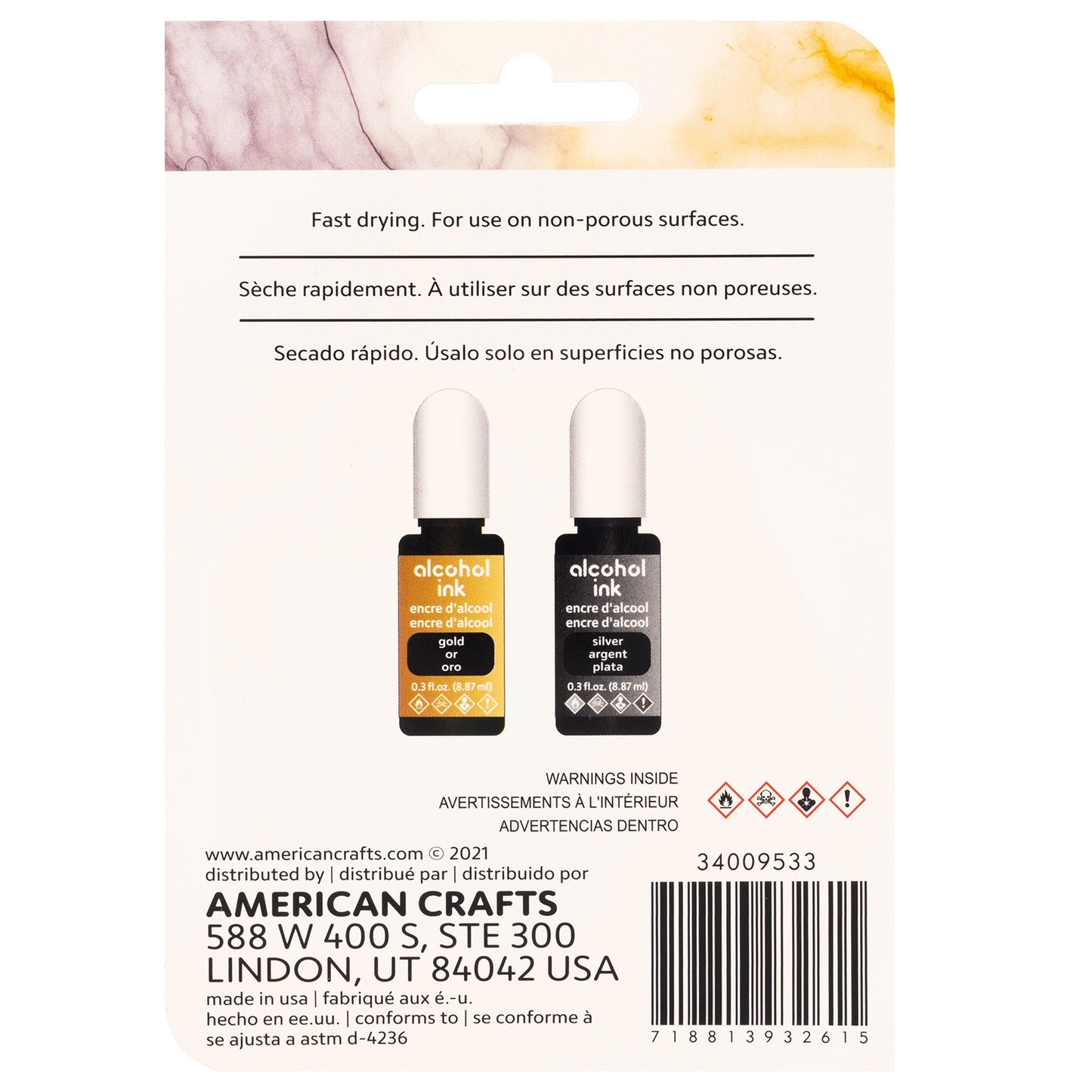 American Crafts Alcohol Ink 0.3oz 2/Pkg-Metallic