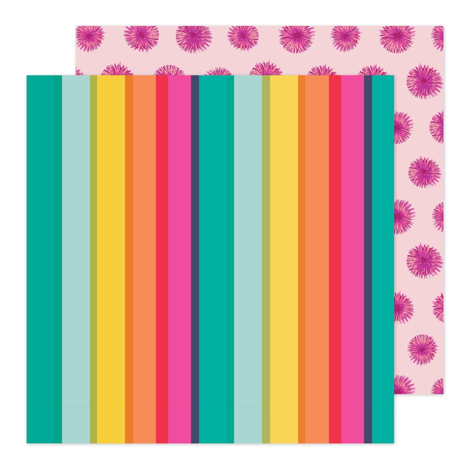 American Crafts Patterned Single-Sided Cardstock 12X12-Rainbow Verticle  Stripe - 633356244301