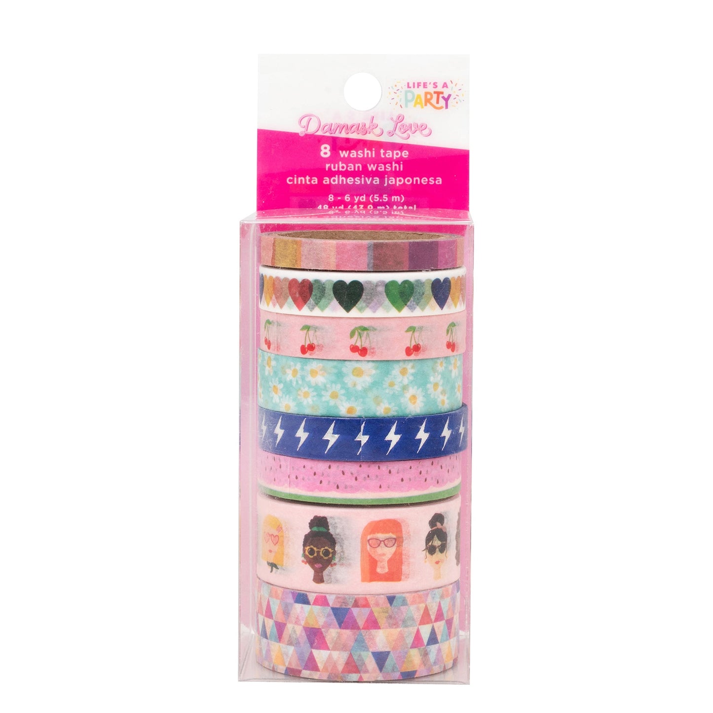 Damask Love Life's A Party Washi Tape 8/Pkg