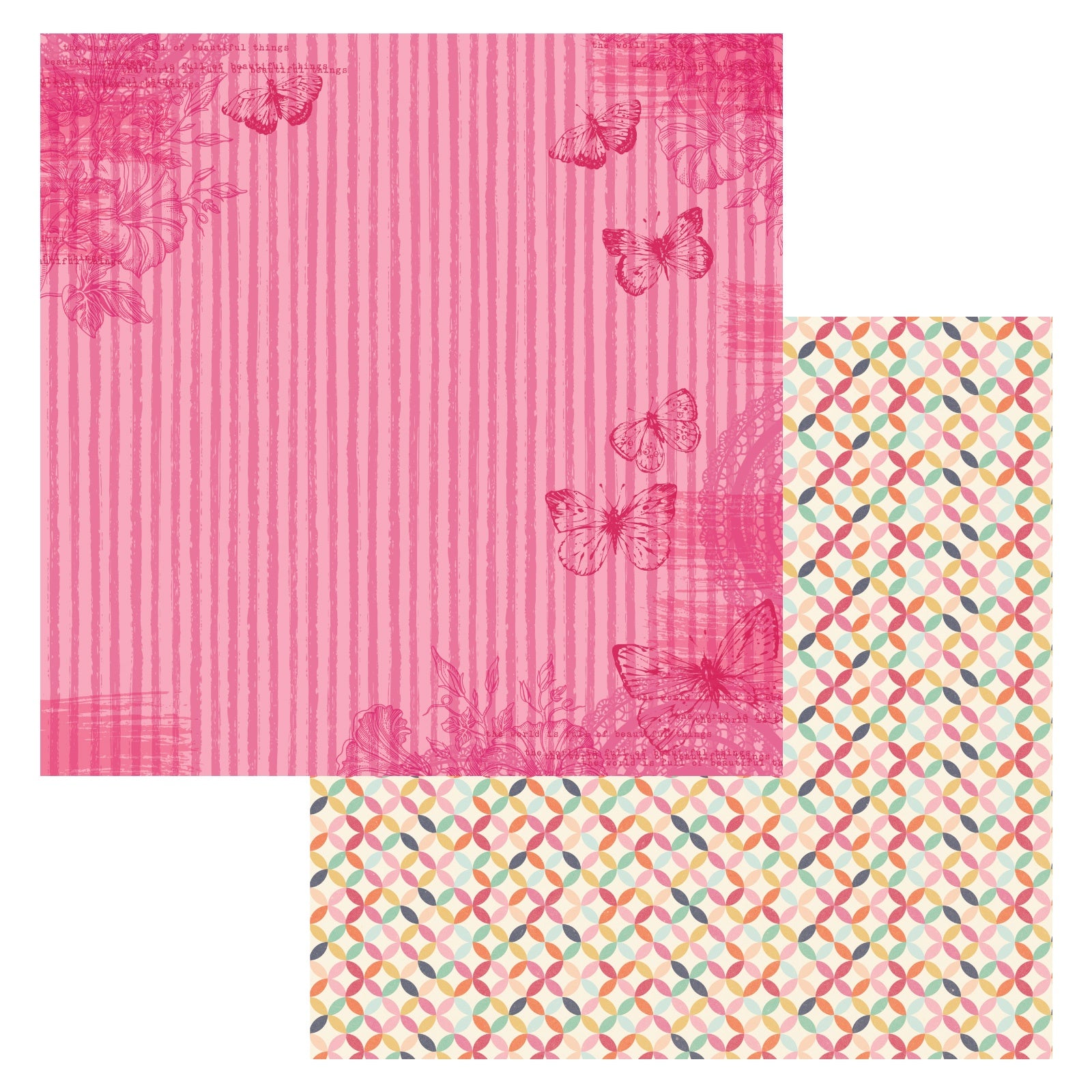 Paper House Productions - 12 x 12 Double Sided Paper - Pink Watercolor Floral
