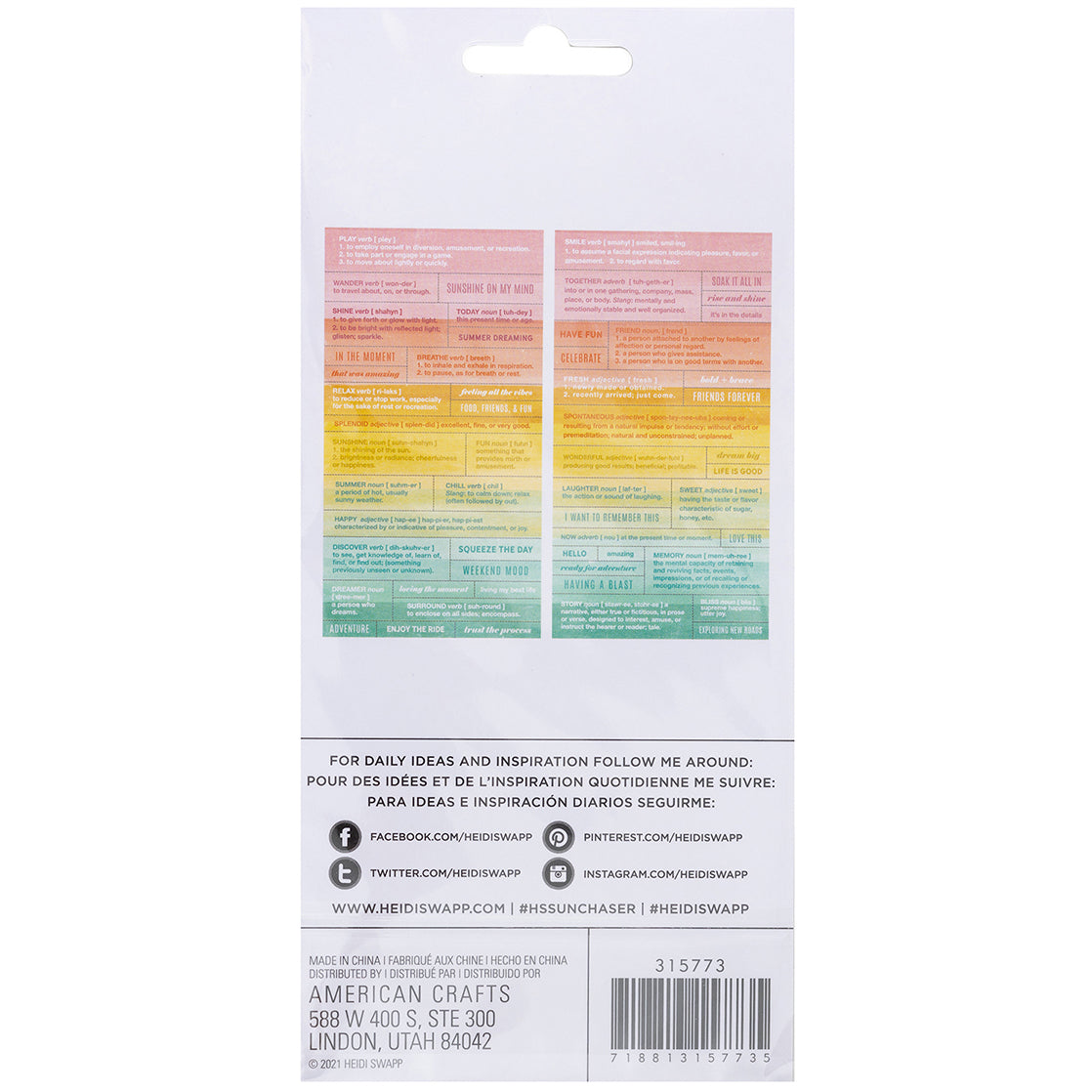 Heidi Swapp Sun Chaser Definition Stickers - 56pcs