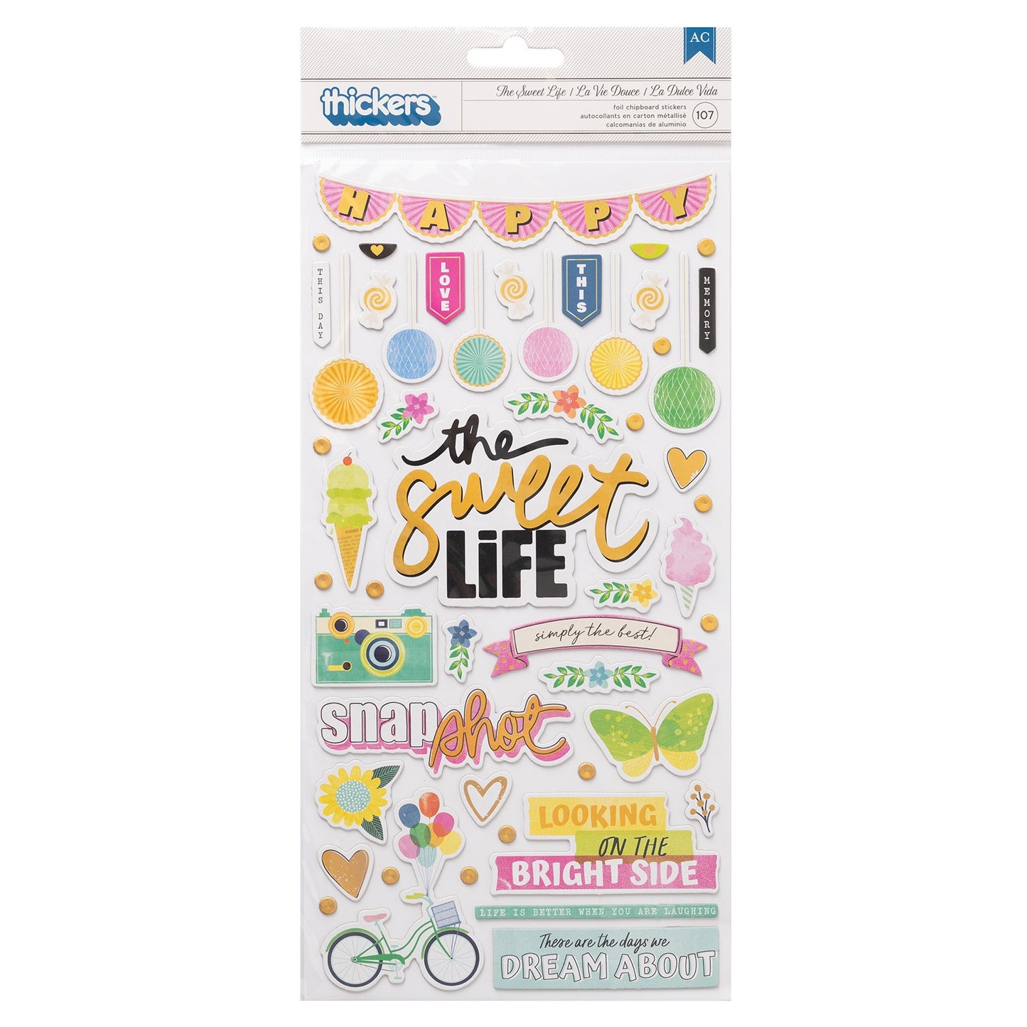 Vicki Boutin Sweet Rush Thickers Stickers 107/Pkg-The Sweet Life Phrase & Icon/Chipboard