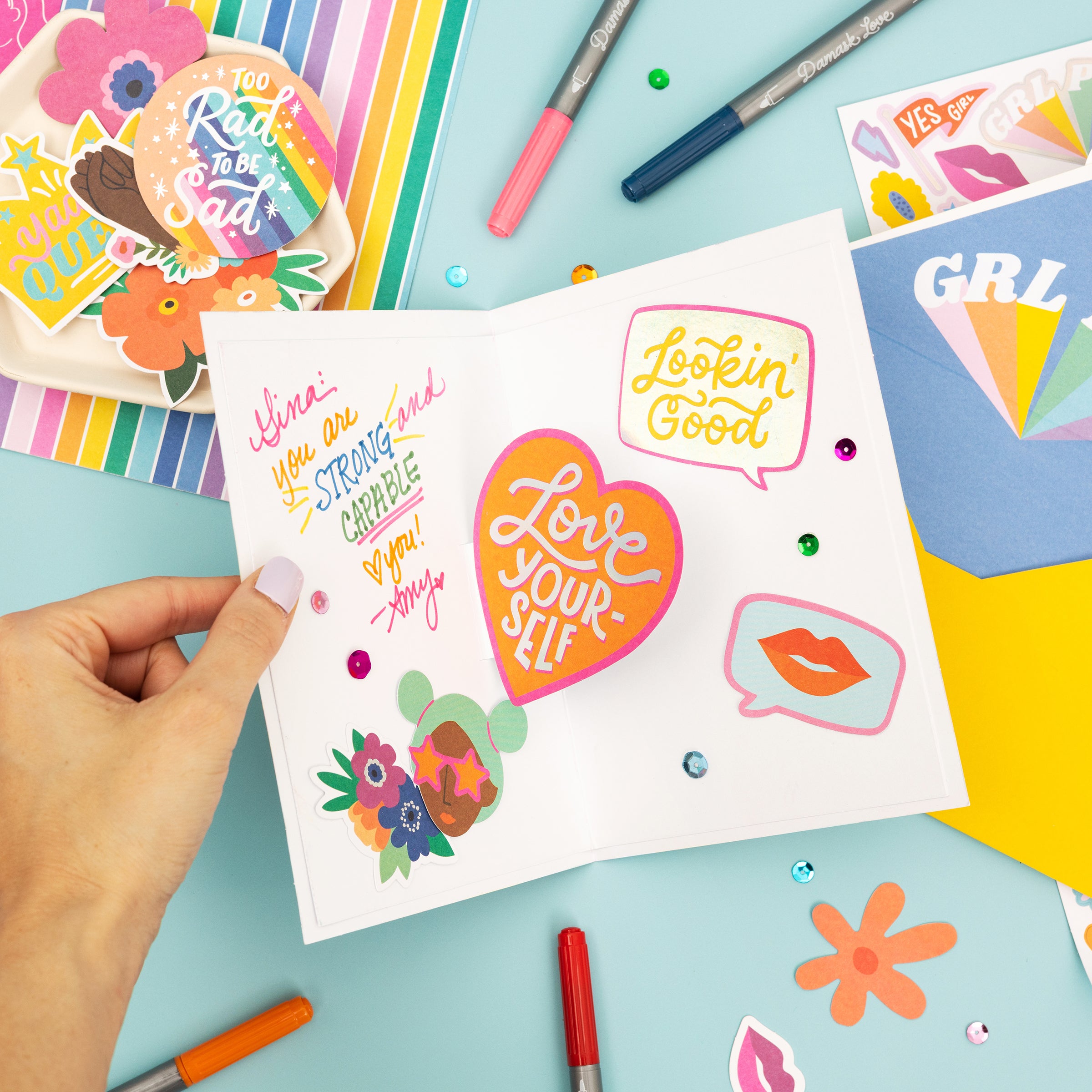 Damask Love All In One Pop Up Card Kit