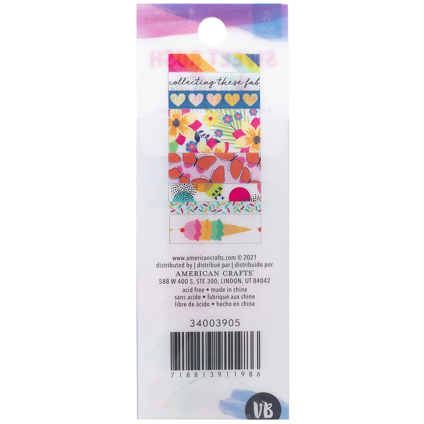 Vicki Boutin Sweet Rush Washi Tape 8/Pkg-W/Gold Foil