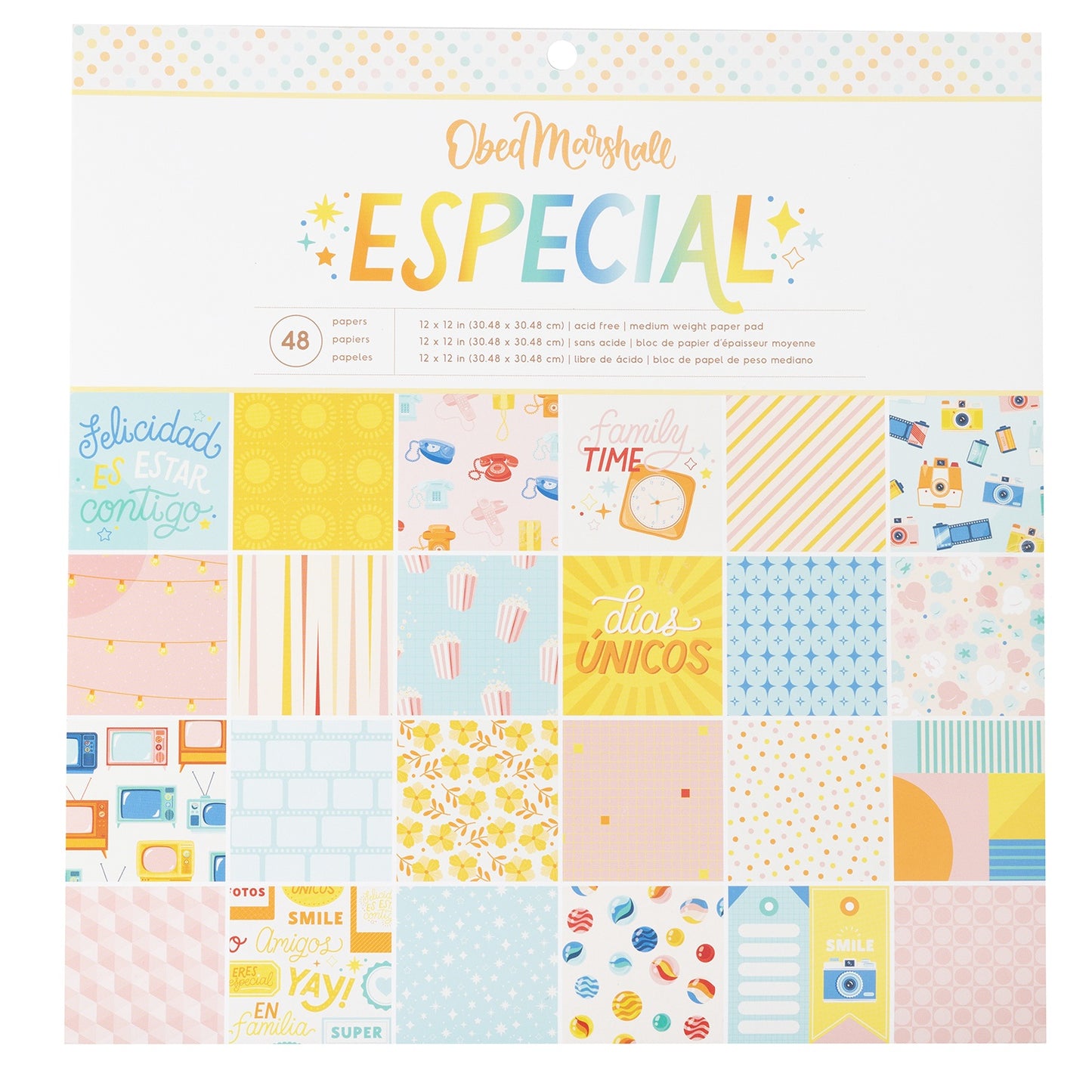 American Crafts Single-Sided Paper Pad 12"X12" 48/Pkg-Obed Marshall Especial