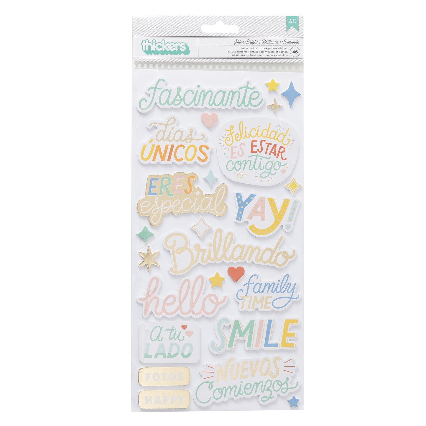 Obed Marshall Especial Thickers Stickers 46/Pkg-Shine Bright Phrase W/Gold Foil