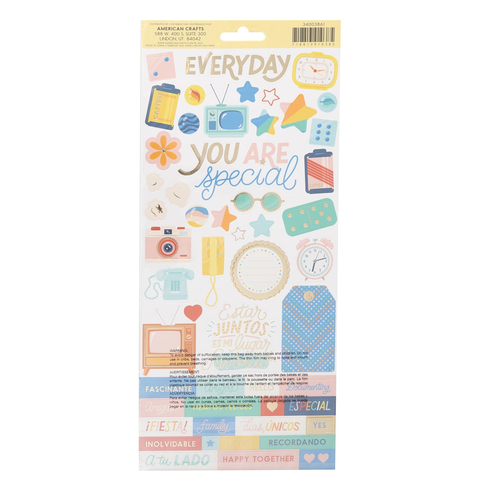 Obed Marshall Especial Accents & Phrases Cardstock Stickers - 88pcs