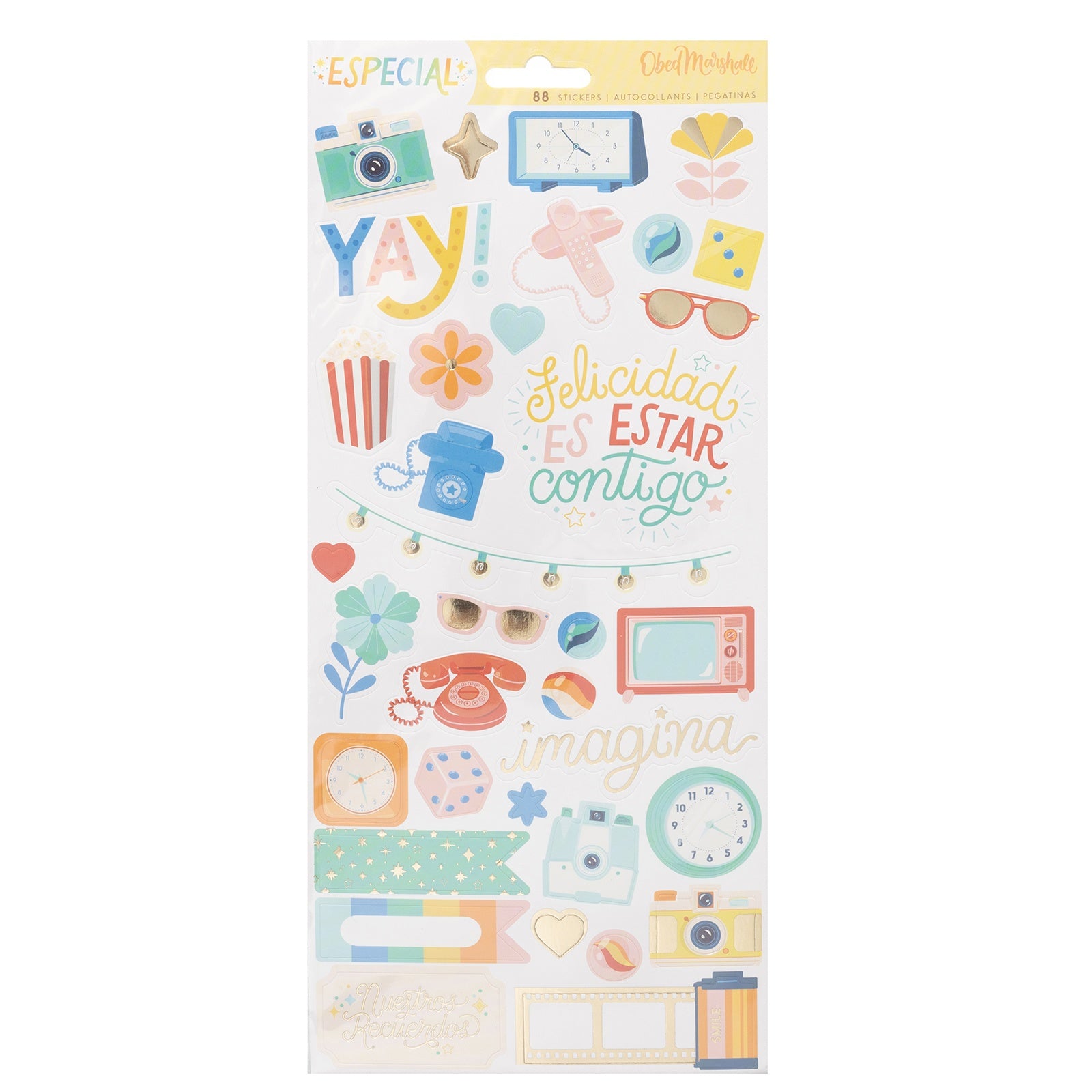 Obed Marshall Especial Accents & Phrases Cardstock Stickers - 88pcs