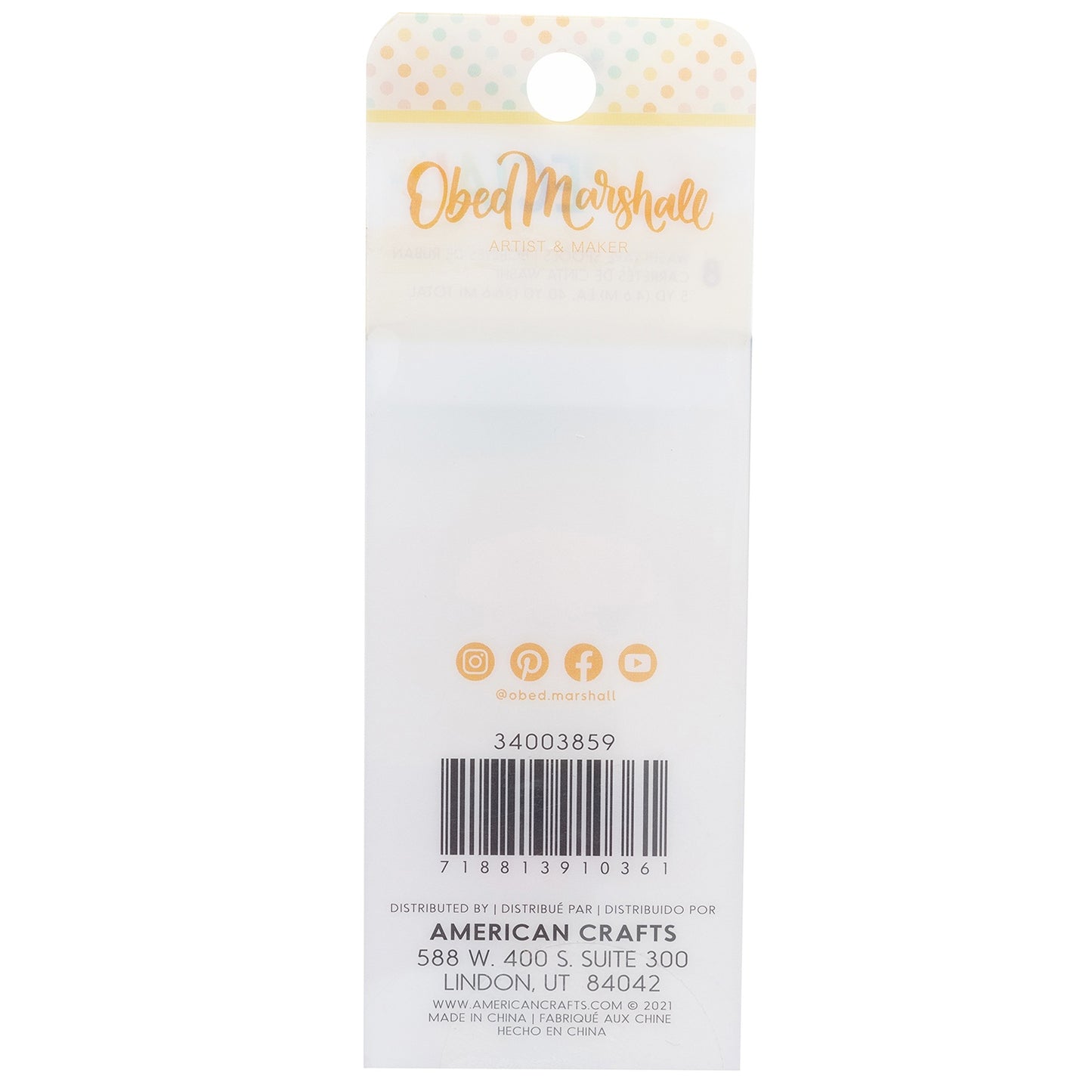 Obed Marshall Especial Washi Tape 8/Pkg-W/Gold Foil Accents