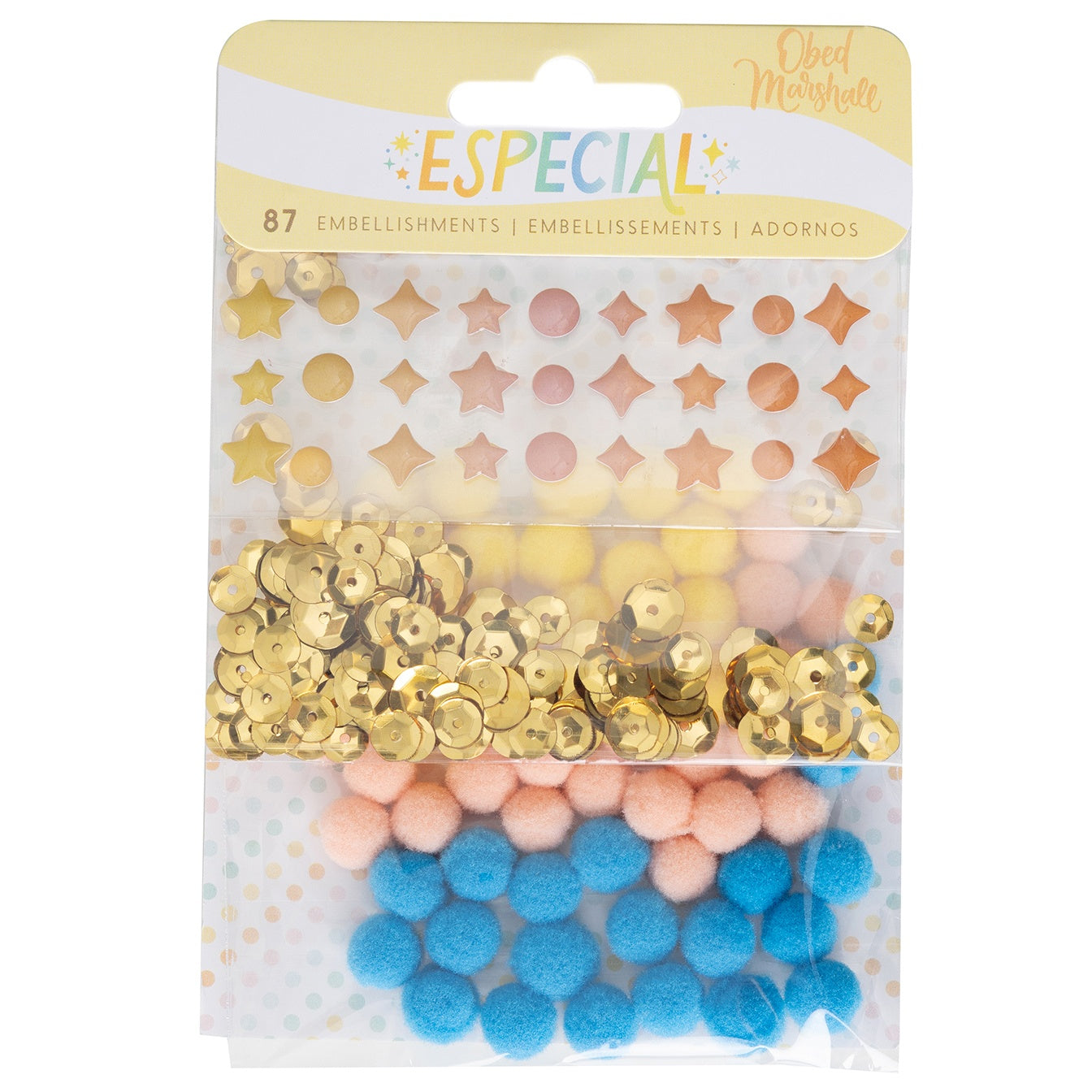 Obed Marshall Especial Mixed Embellishments-Enamel Dots, Sequins & Mini Pom Poms