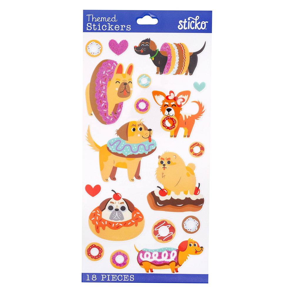 Sticko Themed Stickers - Dogs And Donuts, 18pcs