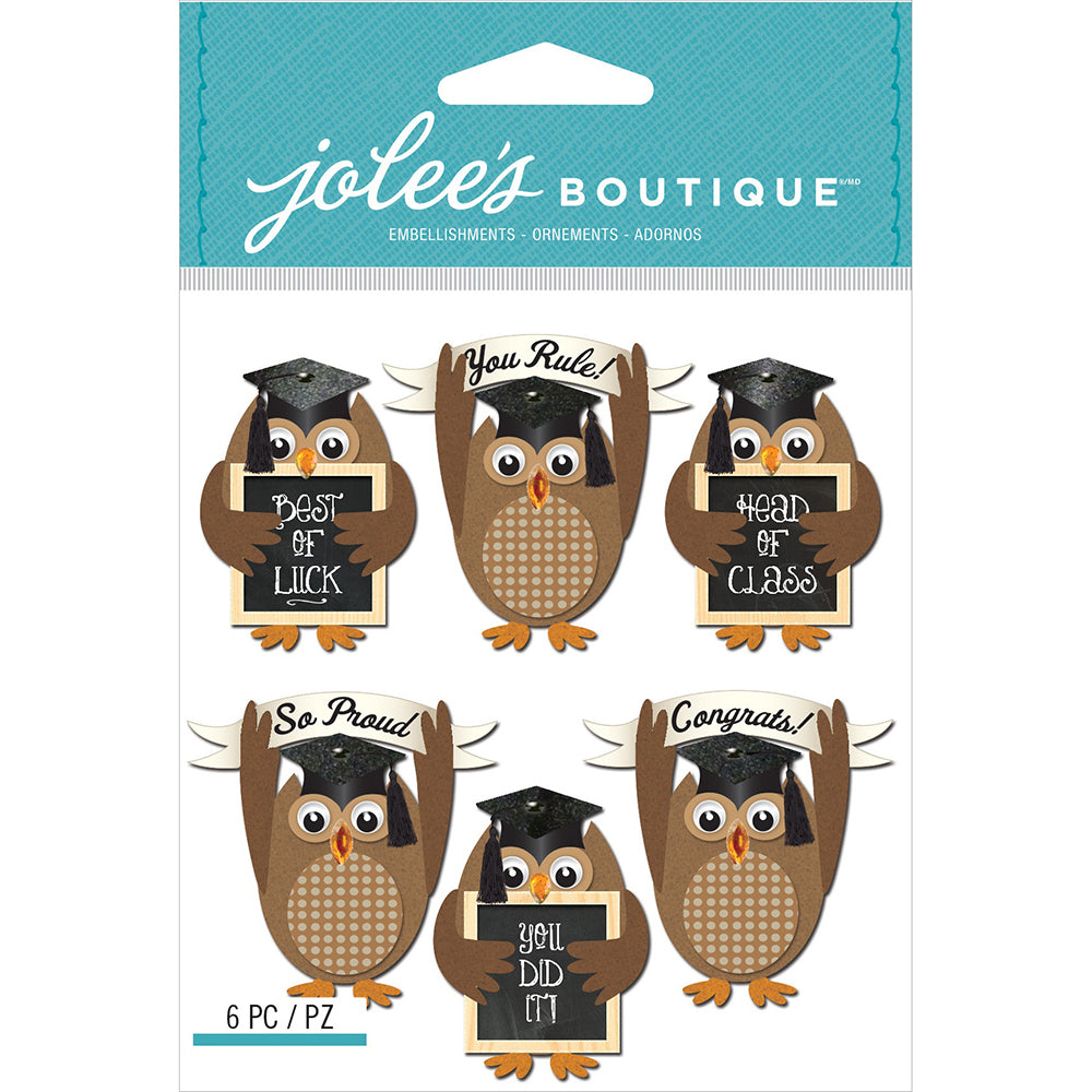 Jolee's Boutique Dimensional Stickers - Graduation Owl, 6pcs