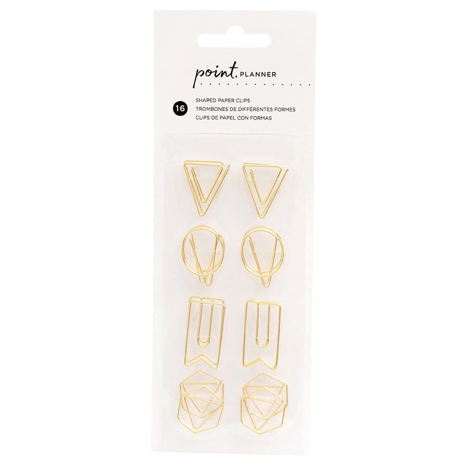 AC Point Planner Shaped Geometric Gold Paper Clips - 16 pcs