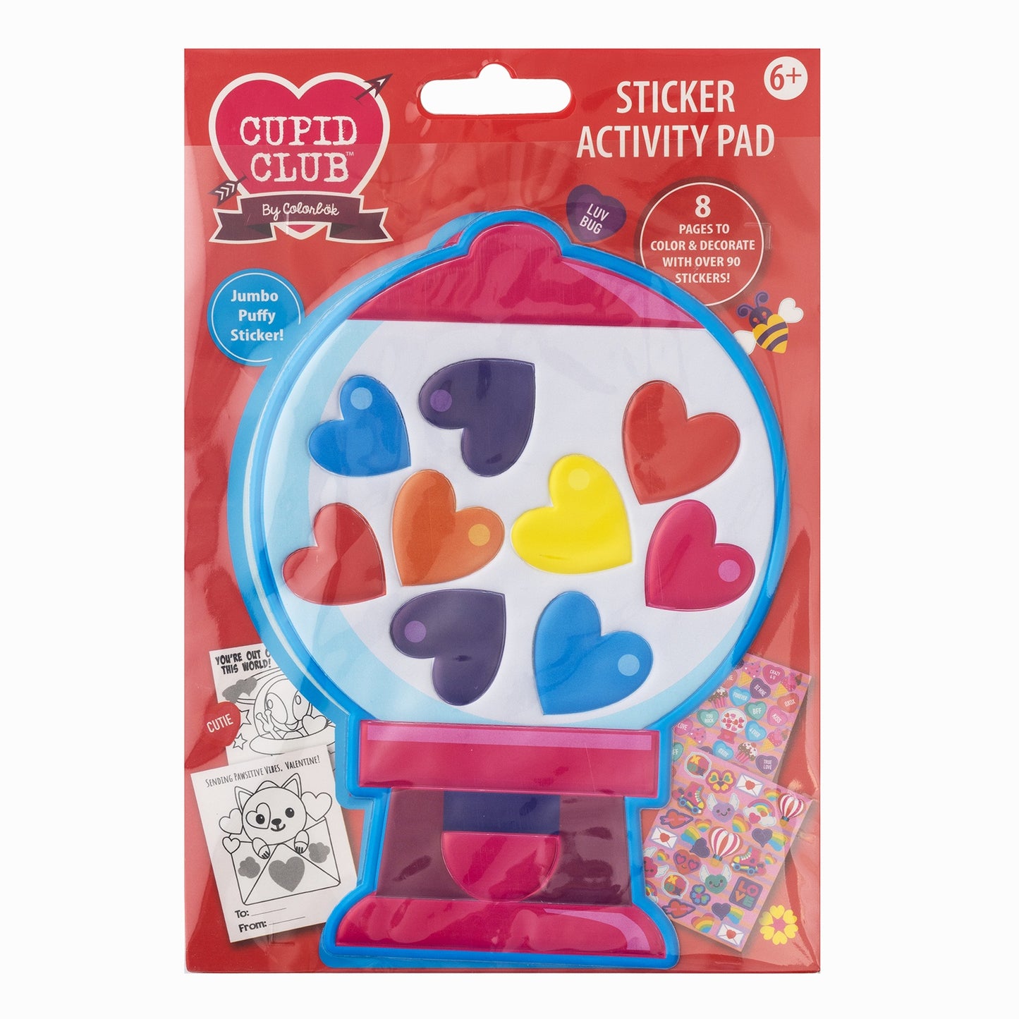 Colorbok Cupid Club Sticker Activity Pad-Valentines Cards, Makes 8
