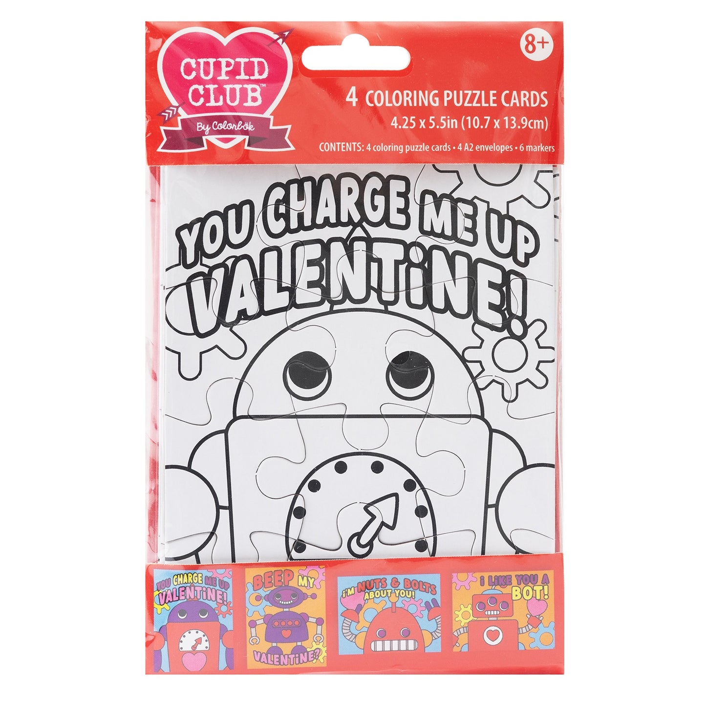 Colorbok Cupid Club Color Your Own Puzzle Card Kit-Robot, Makes 4