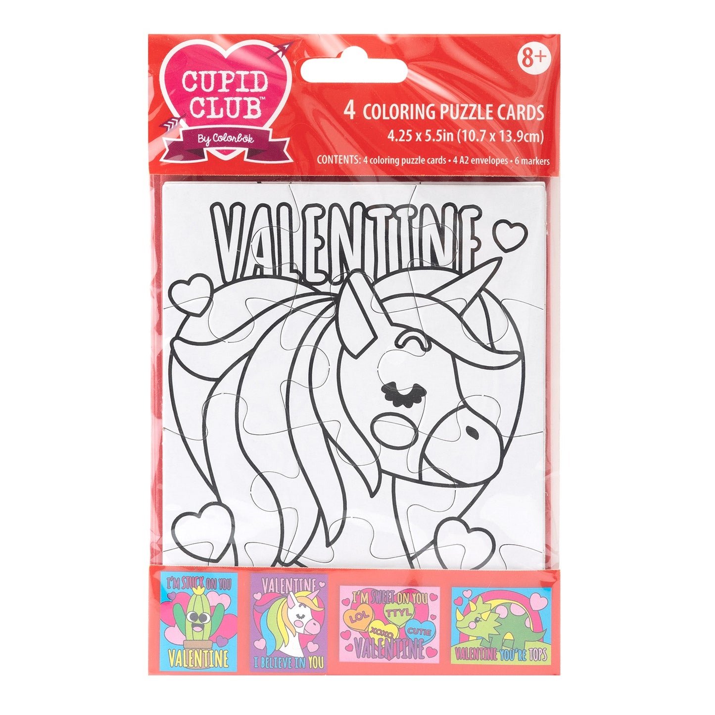 Colorbok Cupid Club Color Your Own Puzzle Card Kit-Unicorn, Makes 4