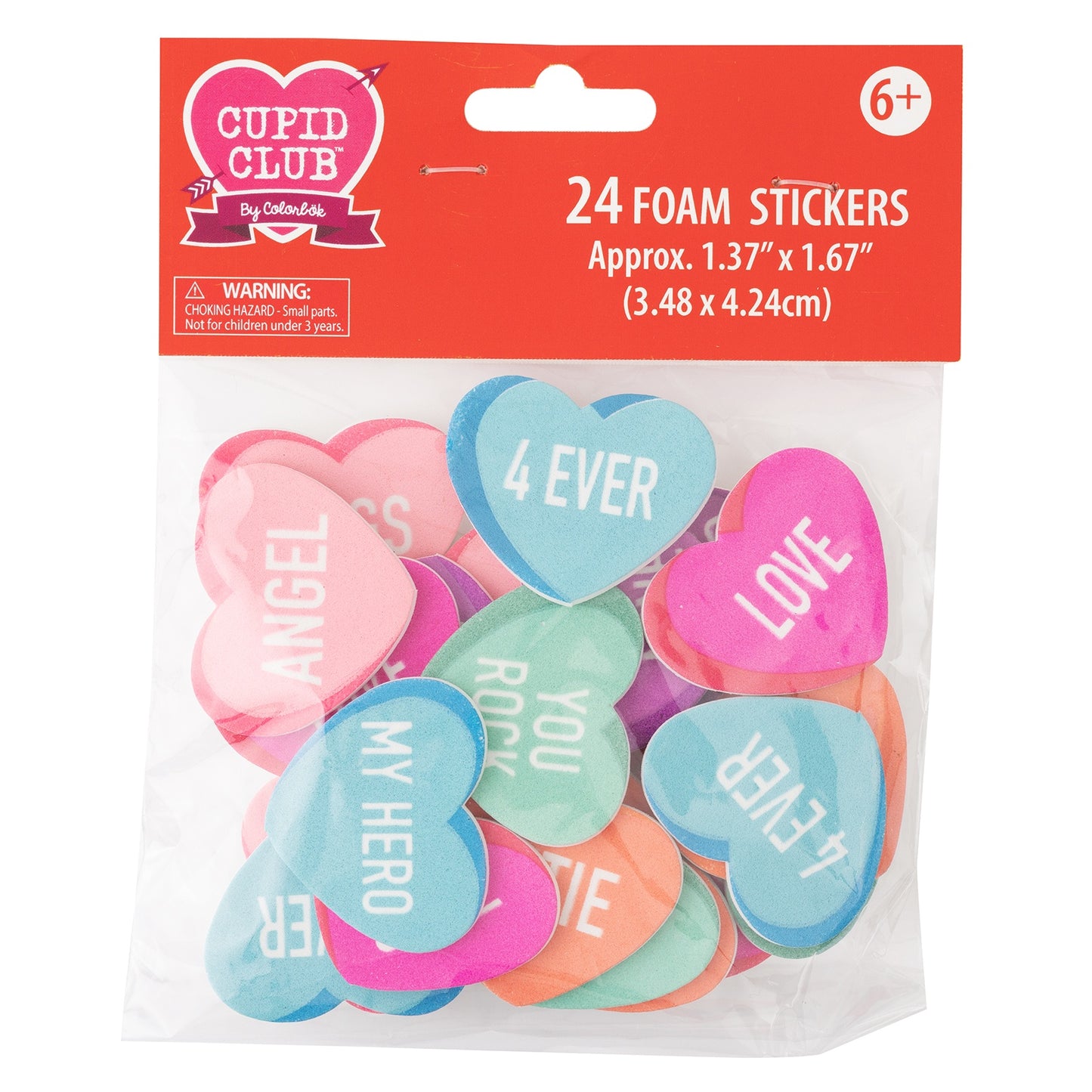Colorbok Cupid Club Foam Stickers 24/Pkg-Conversation Hearts
