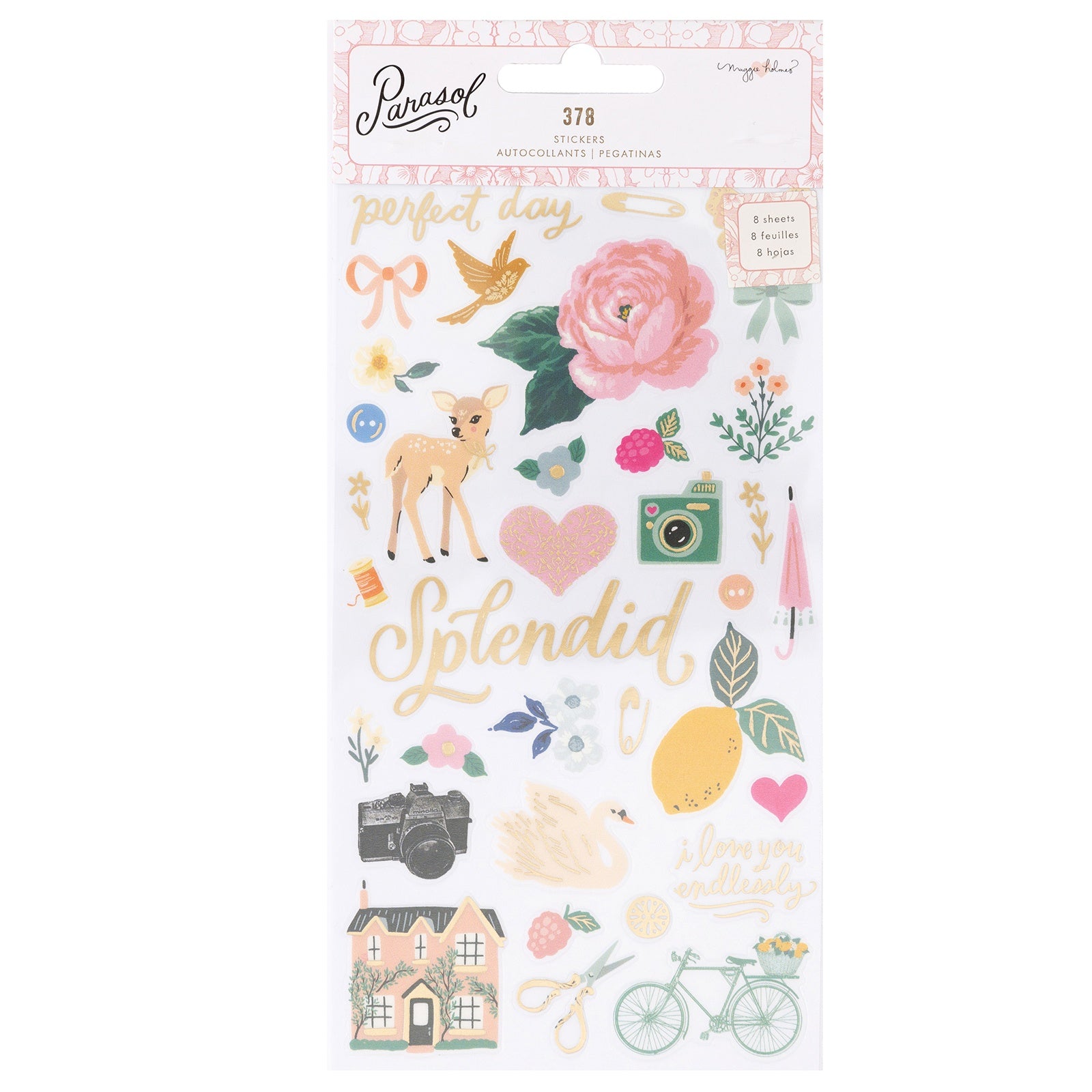 Maggie Holmes Parasol Sticker Book-Gold Foil Accents 378 Pack