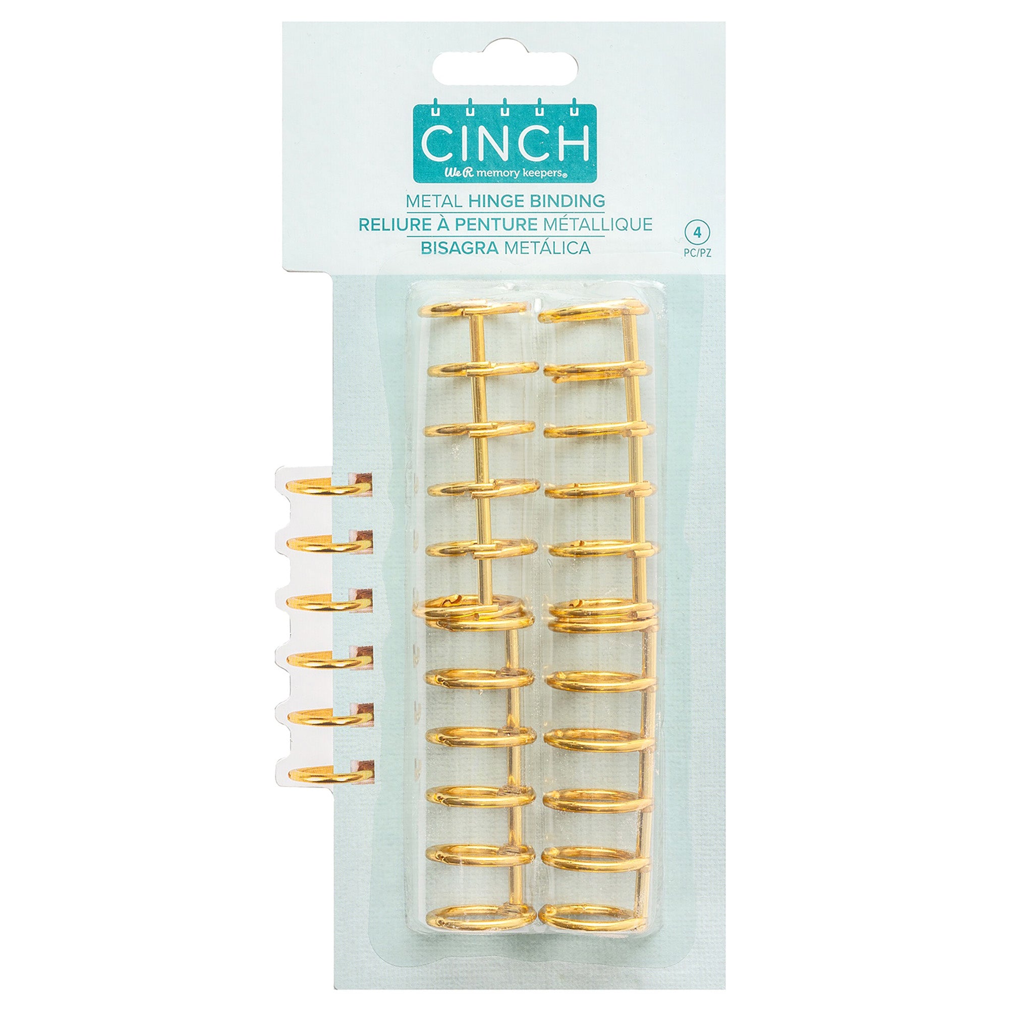 We R Makers Cinch Metal Hinge Binding 4/Pkg - Gold