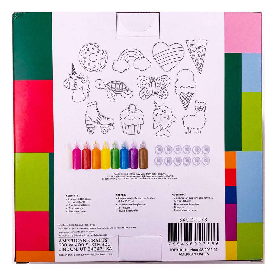 AC Kids Crafts Suncatchers Window Glitter Art Kit - Makes 12