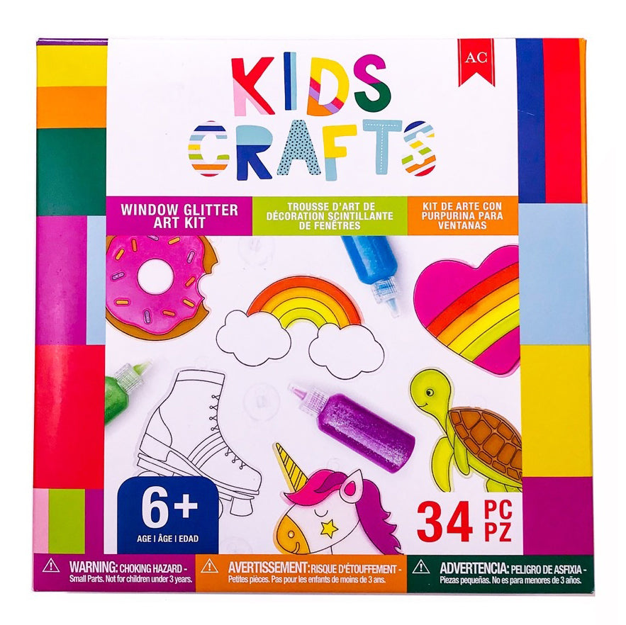 AC Kids Crafts Suncatchers Window Glitter Art Kit - Makes 12
