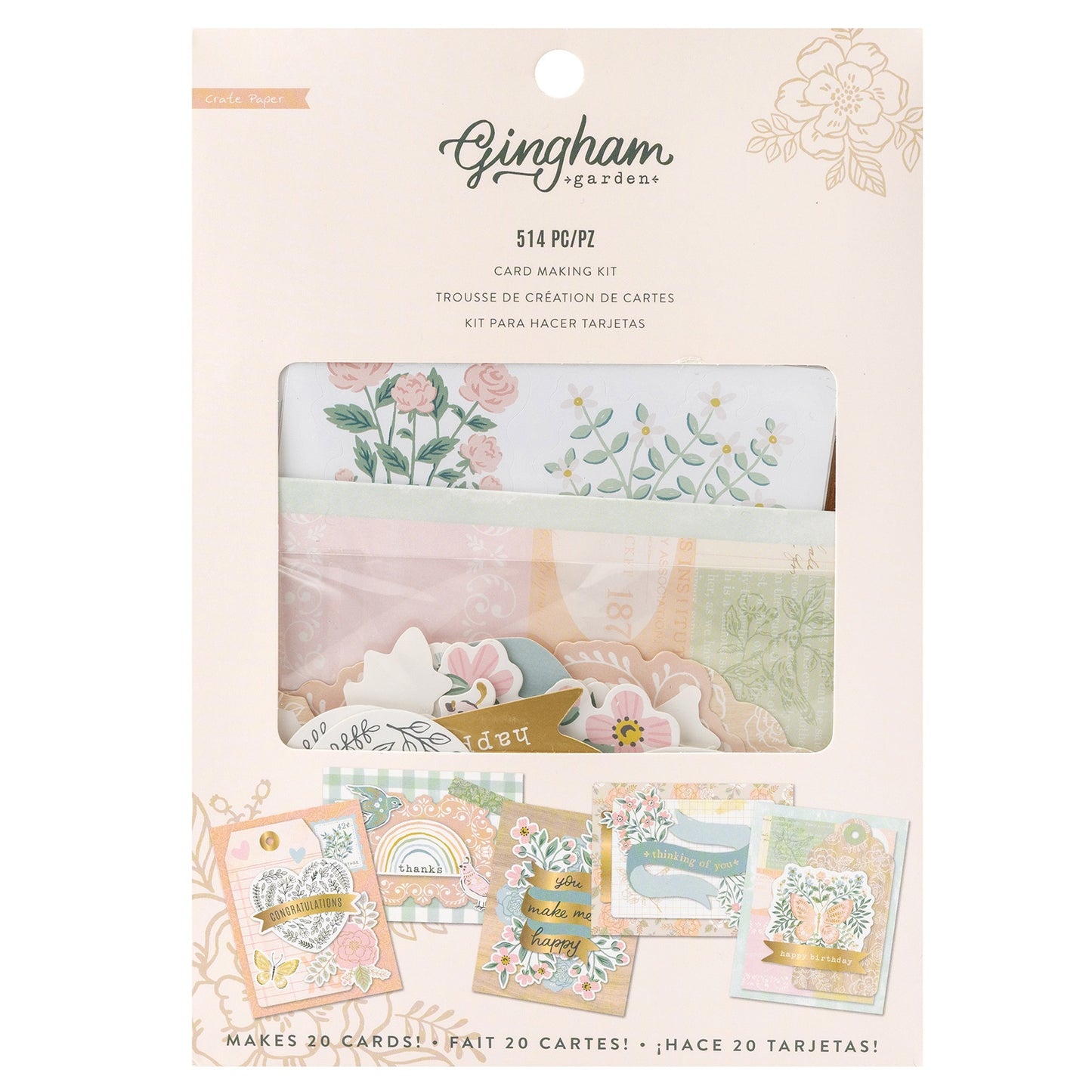 Maggie Holmes Gingham Garden Card Kit-Makes 20 Cards