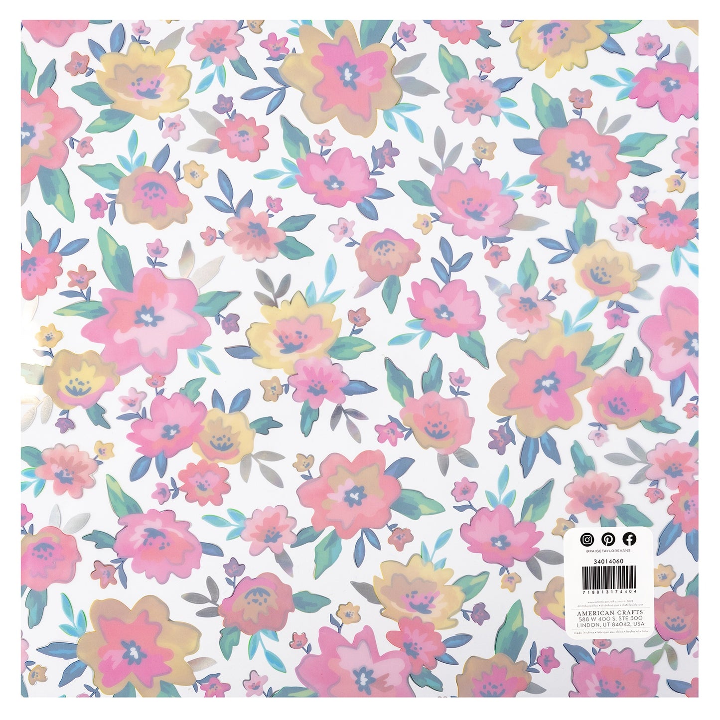 Paige Evans Blooming Wild Specialty Paper 12"X12"-Acetate W/Holographic Foil Accents